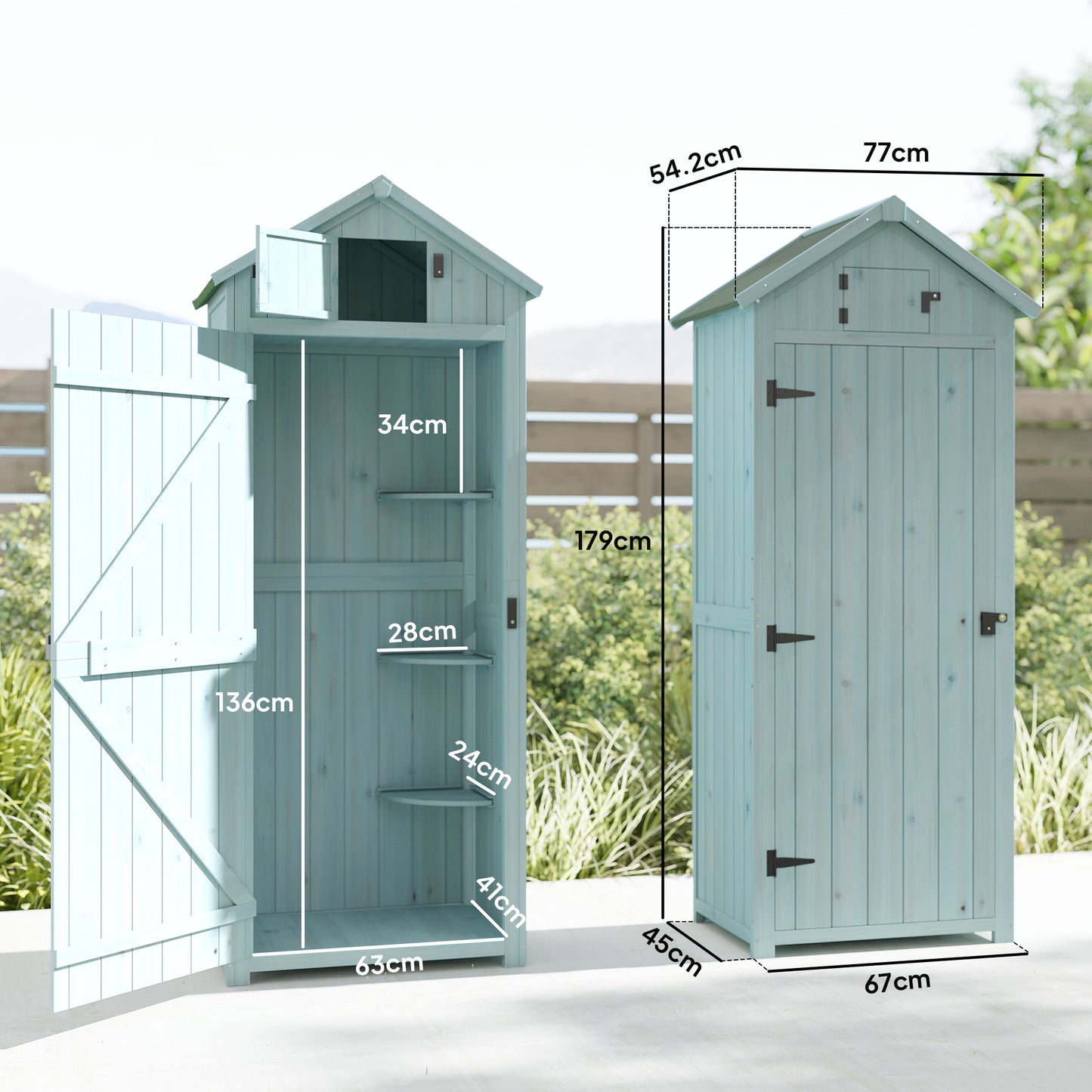 Garden Shed Vertical Utility 3 Shelves Shed Wood Outdoor Garden