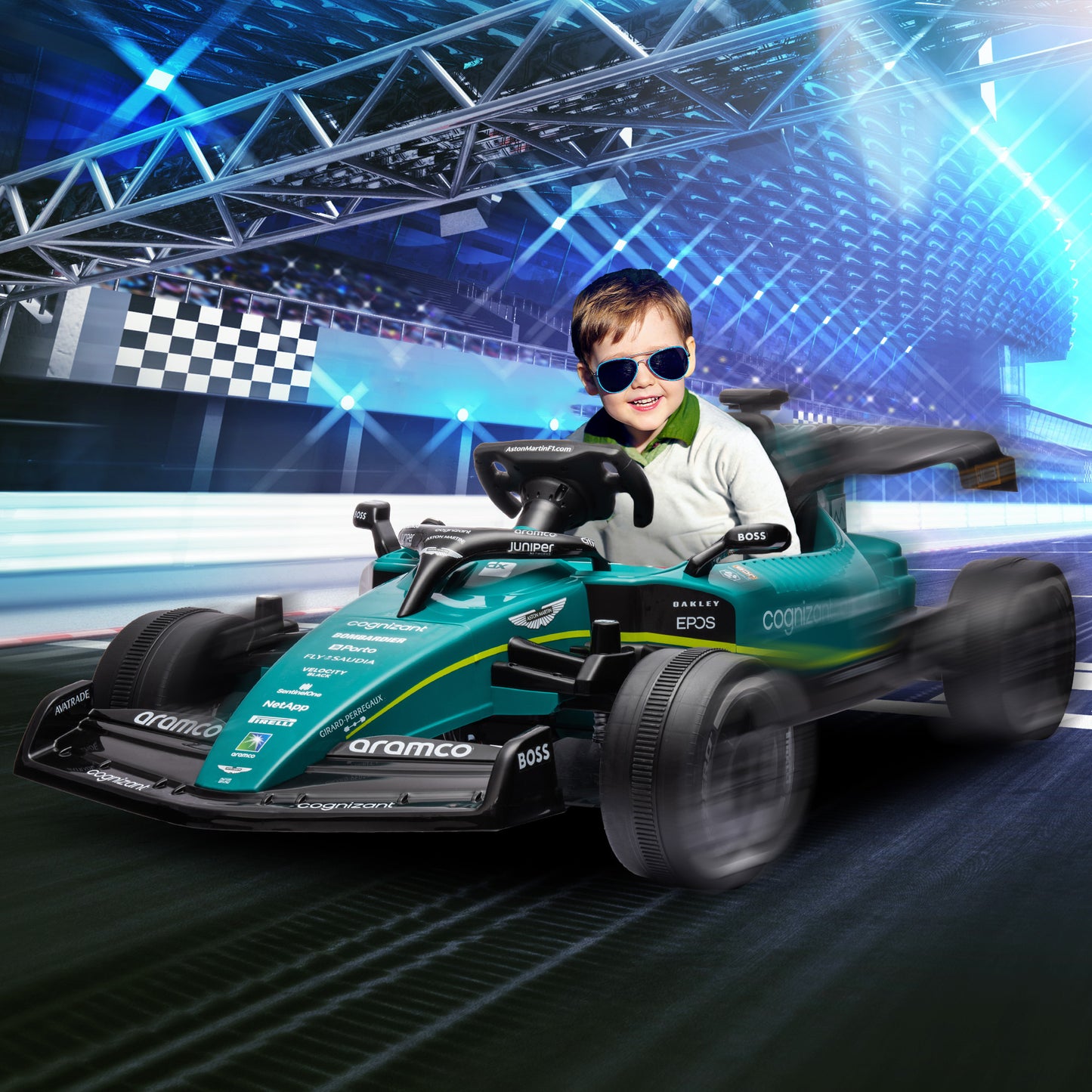 Aston Martin Licensed 12V Kids Ride on Racing Kart w/ Bluetooth
