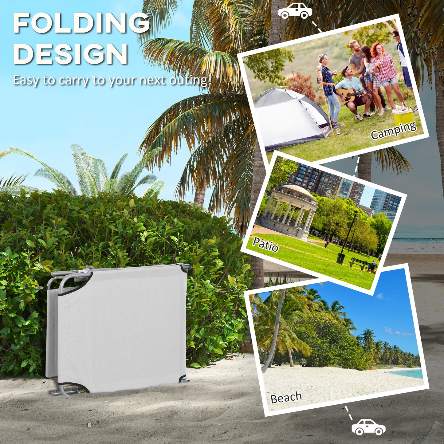 Folding Sun Lounger with Canopy