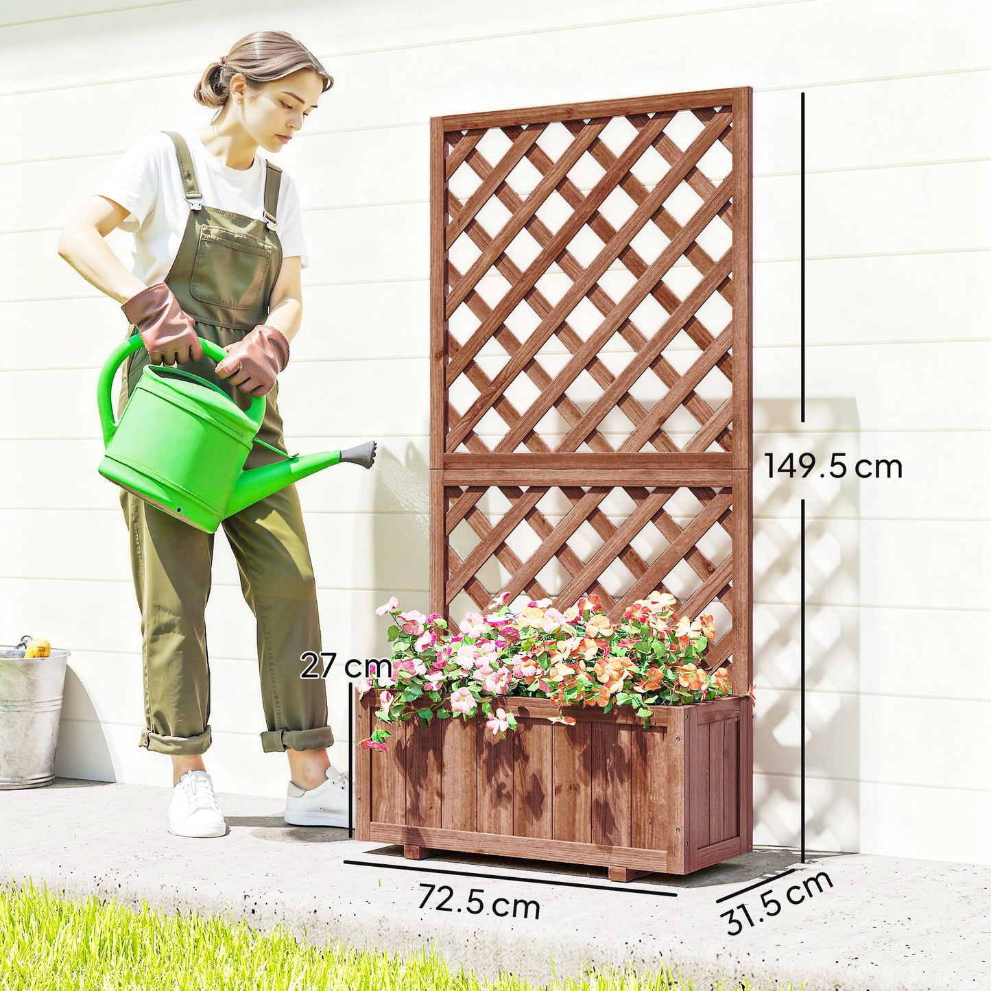 72.5 x 31.5 x 149.5 cm 45L Garden Wooden Pine Trough Planter