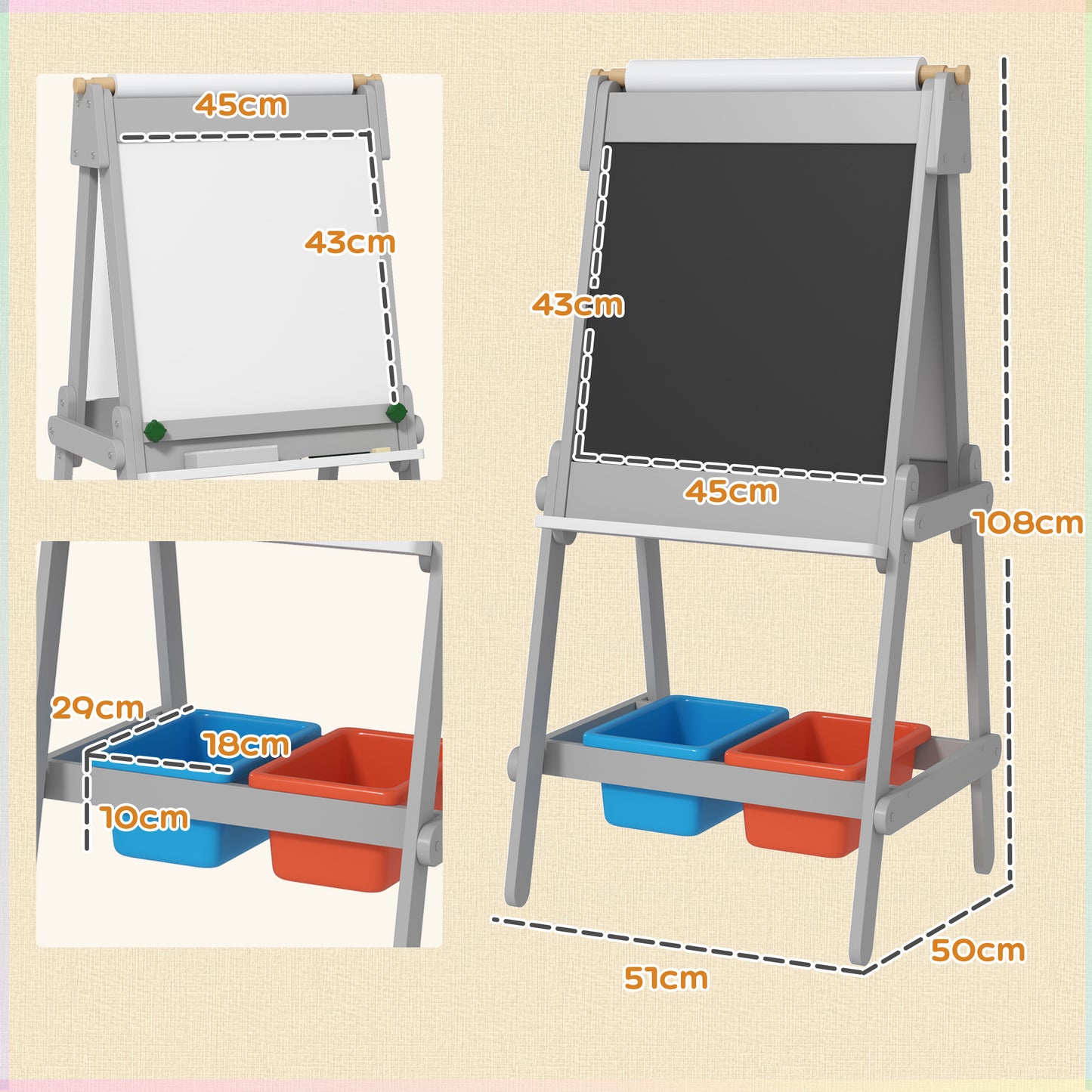 Art Easel for Kids with Paper Roll