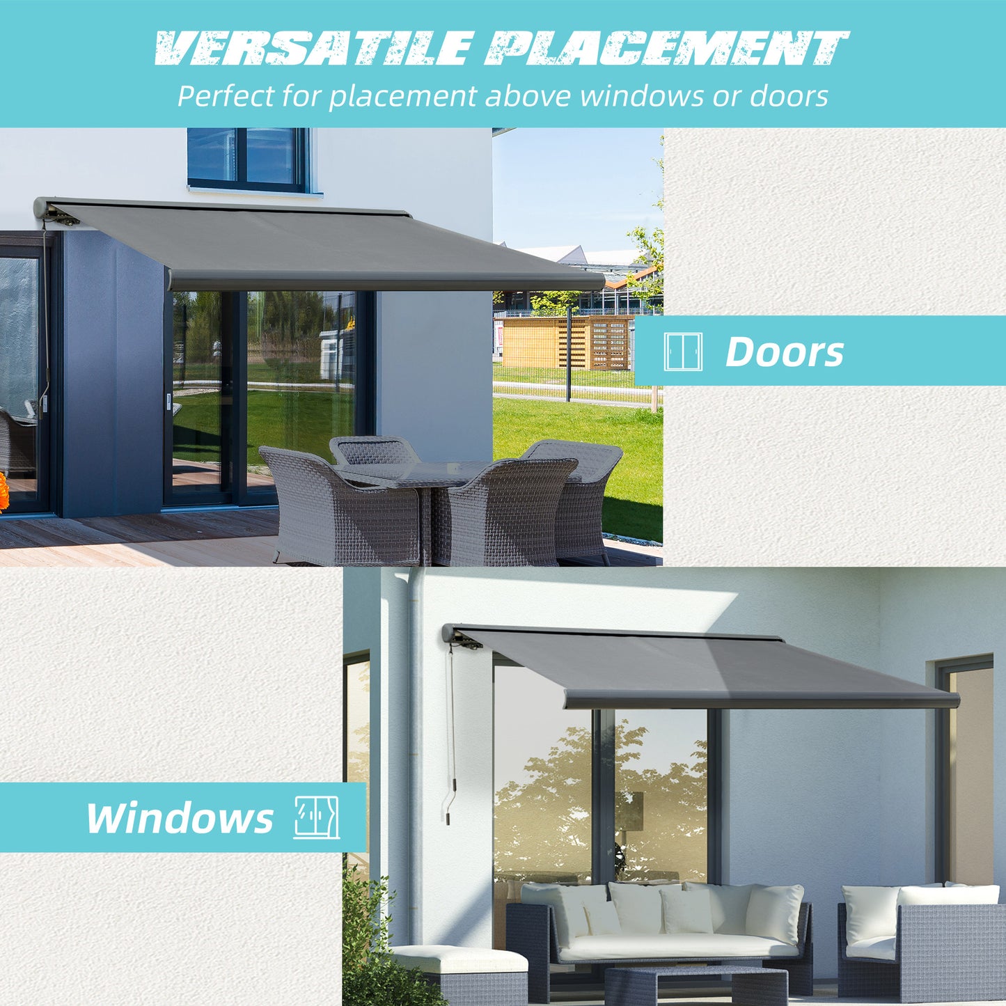 Cassette Electric Manual Awning Door Window Retractable Canopy w/