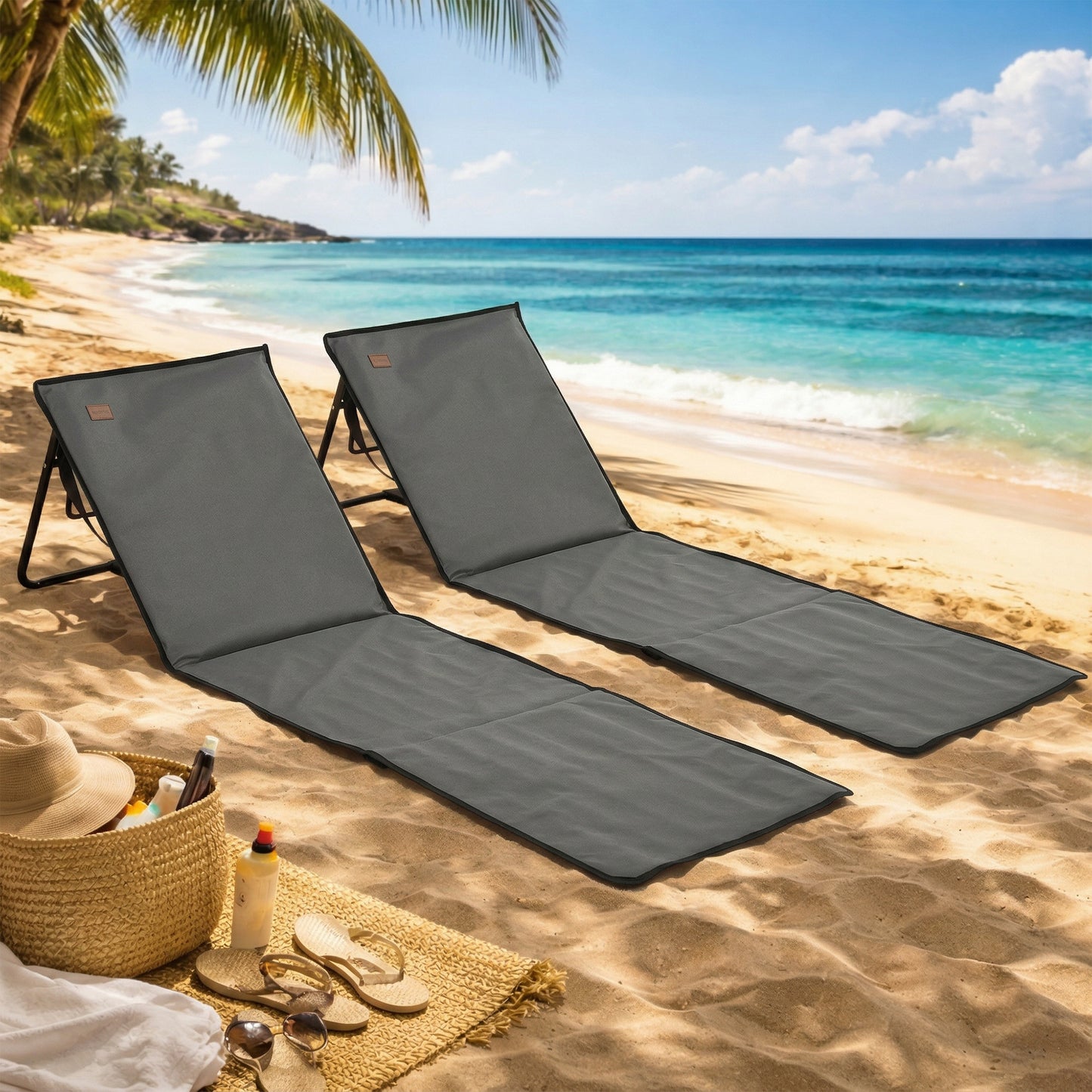 Set of 2 Foldable Garden Beach Chair Mat (1)