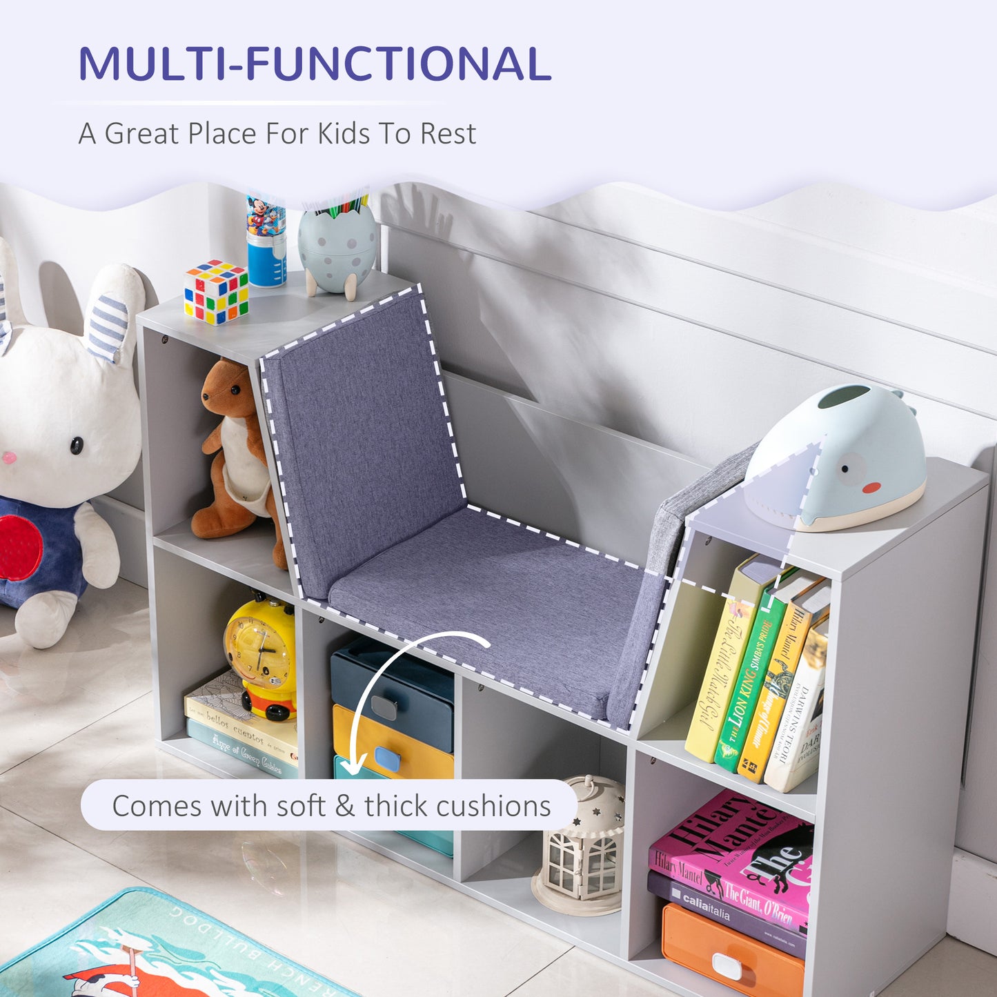 Kids Bookcase Shelf Storage Cabinet Unit