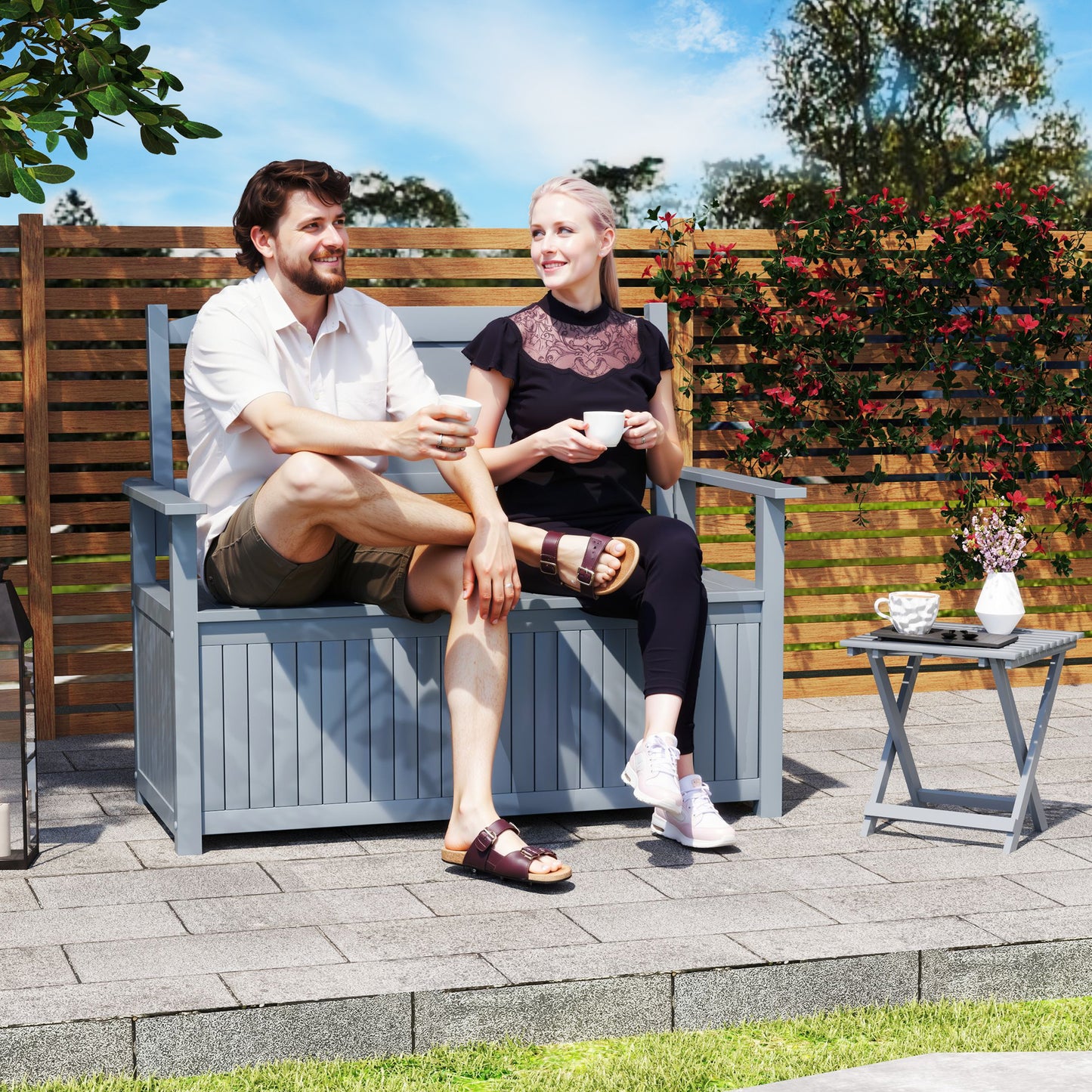 Two-Seater Wooden Storage Bench