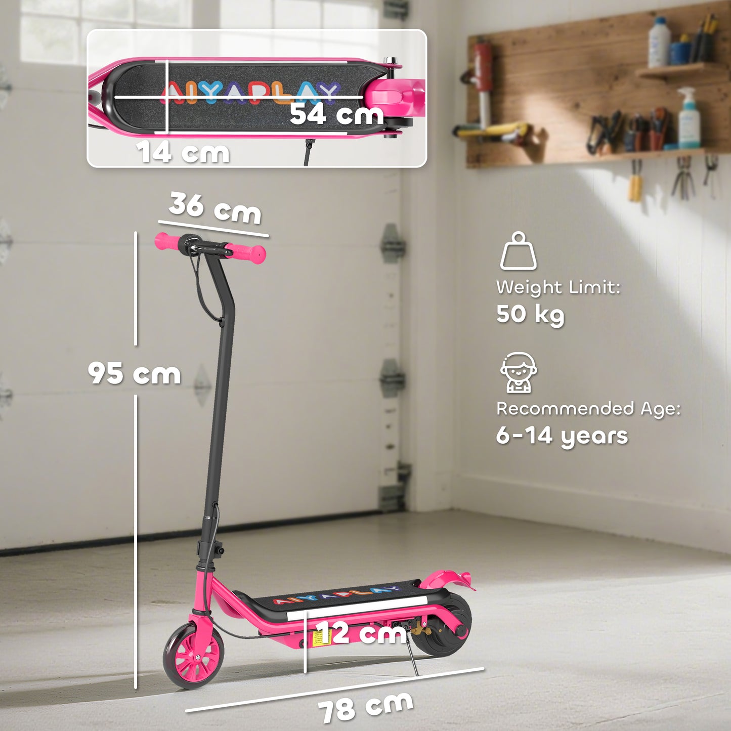 Electric Scooter for Kids Aged 6-14 Years, with Colourful Lights