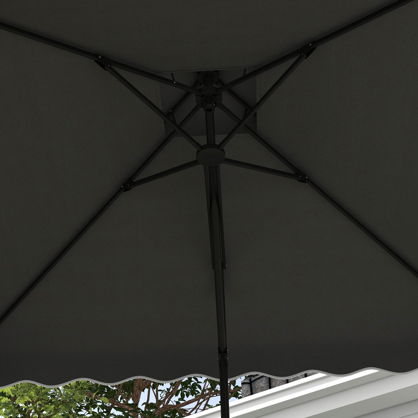 2.5m Square Double Top Garden Parasol Cantilever Umbrella with Ruffles