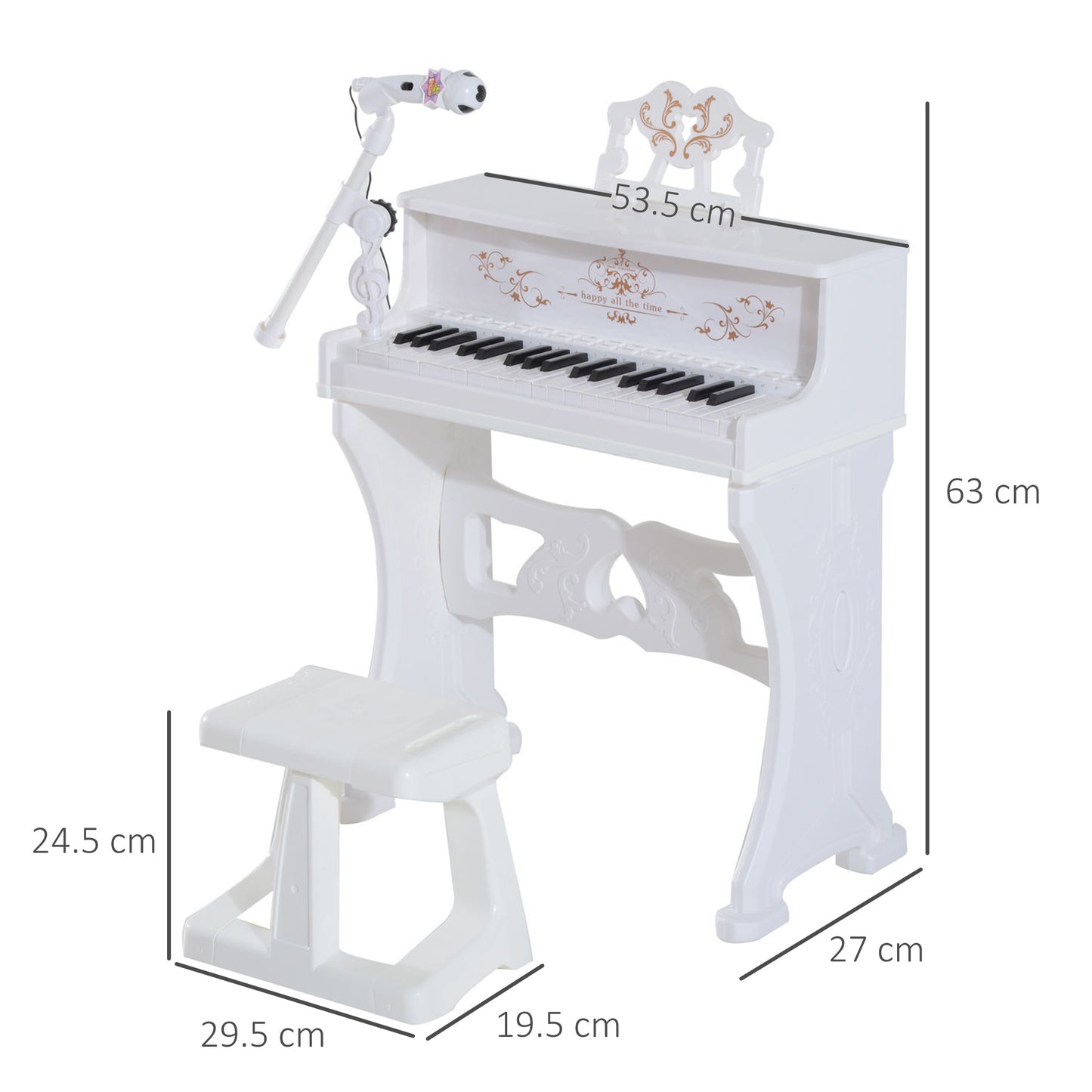 37 Keys Kids Piano Mini Electronic Keyboard Light Kids Musical
