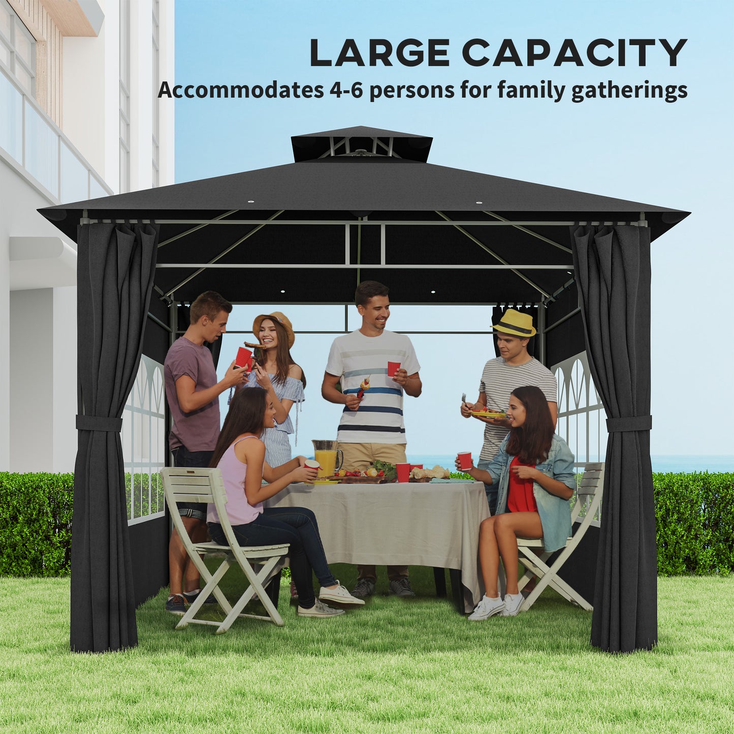 3 x 3 m Garden Gazebo, Double Roof Metal Gazebo