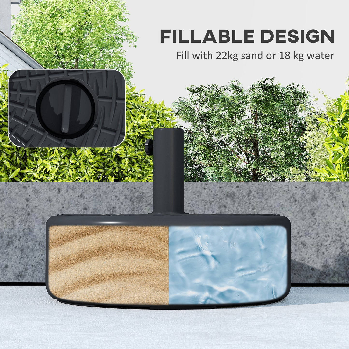 Patio Umbrella Base 22kg Sand Filled Garden Parasol Stand forfor