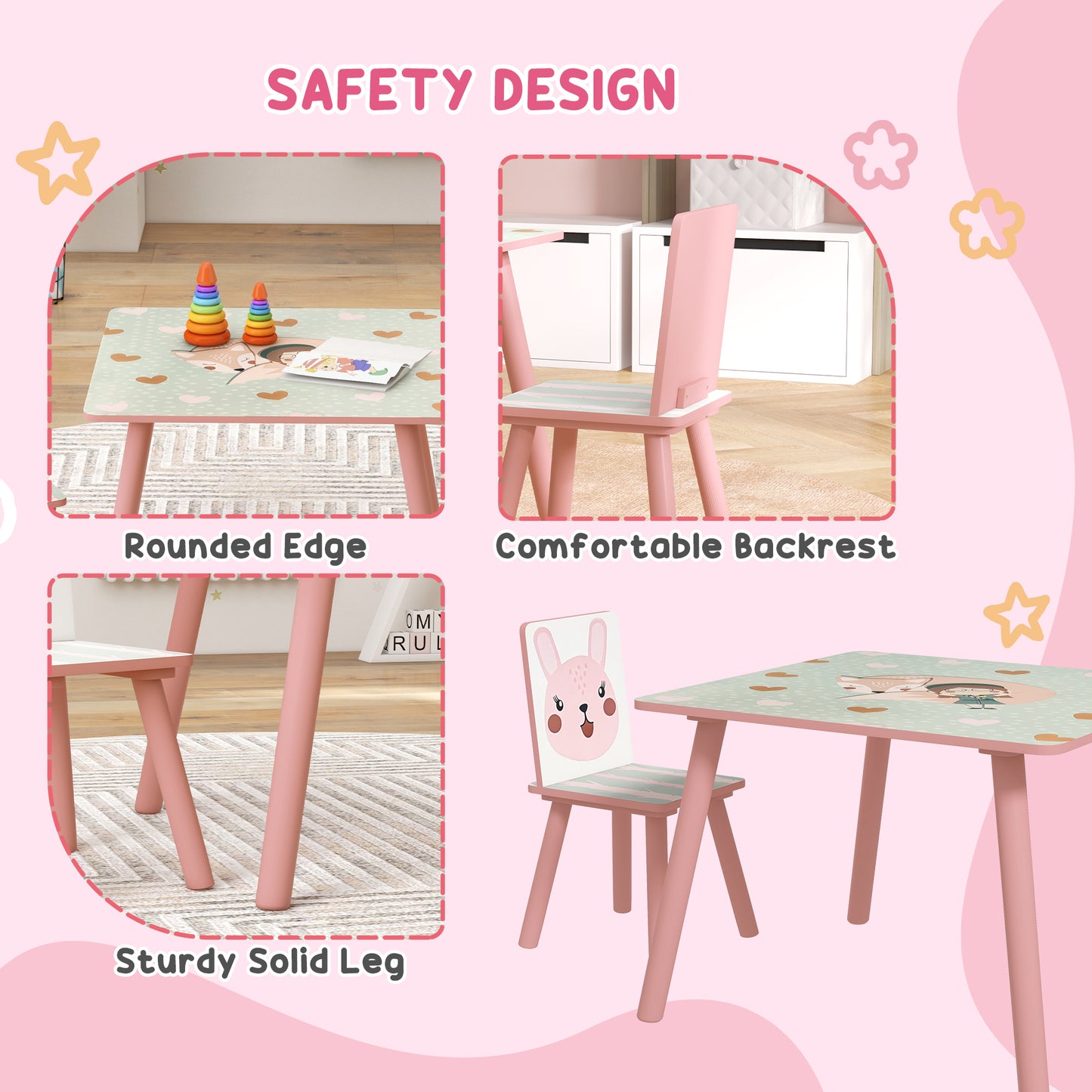 Kids and Table Chairs, Children Desk with Two Chairs