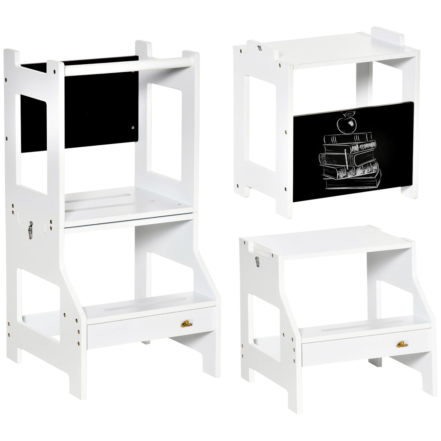 2 in 1 Kids Kitchen Step Stool with Safety Rail Toddler Steps