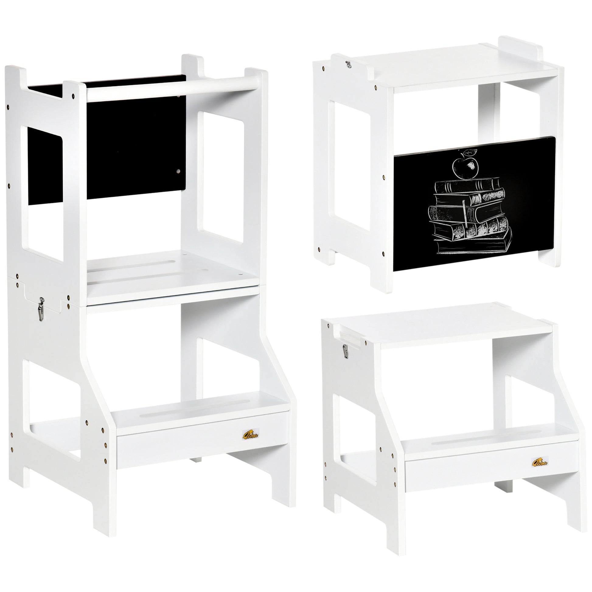 2 in 1 Kids Kitchen Step Stool with Safety Rail Toddler Steps