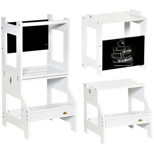 2 in 1 Kids Kitchen Step Stool with Safety Rail Toddler Steps