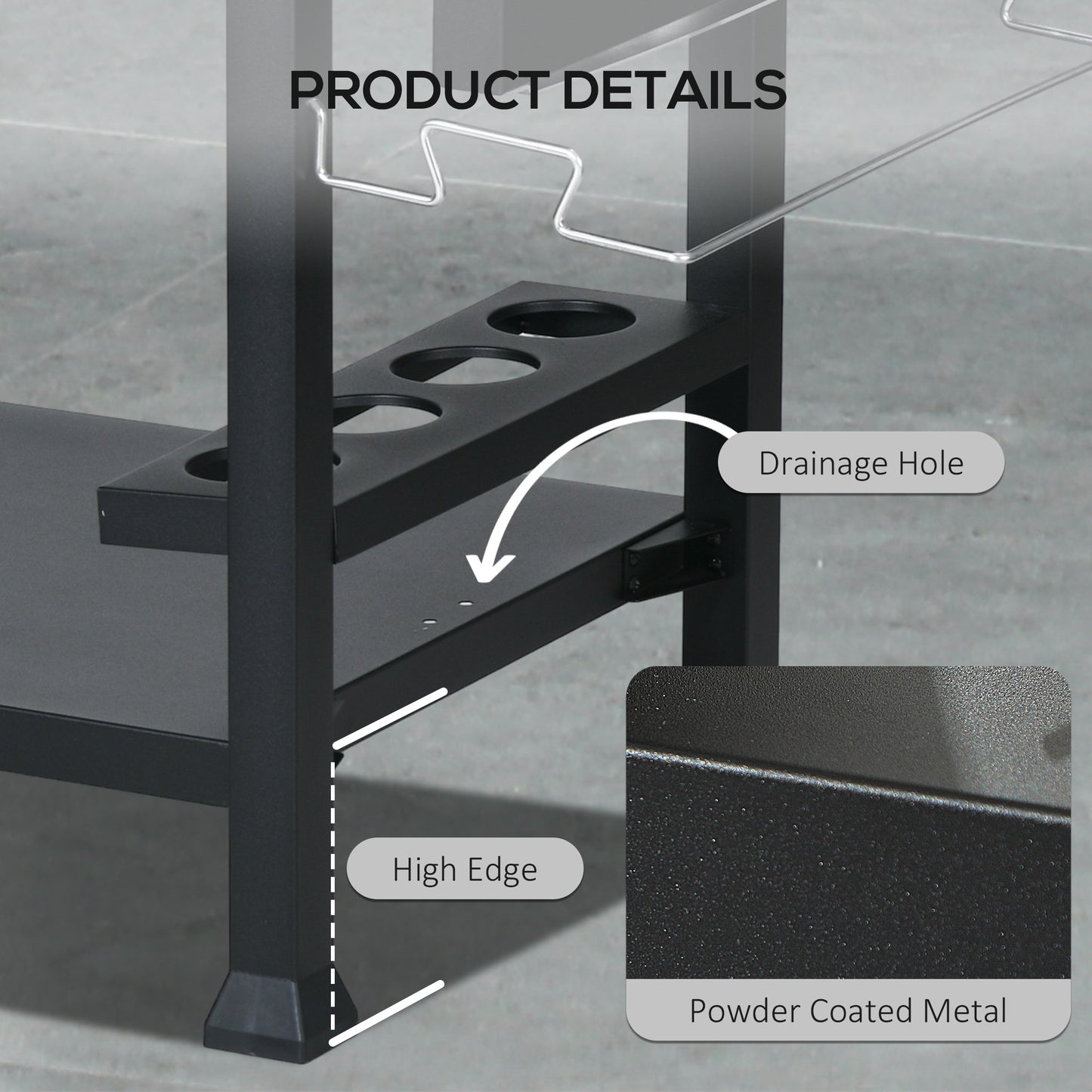 Multi-Feature BBQ Grill Table, with Stainless Steel Top