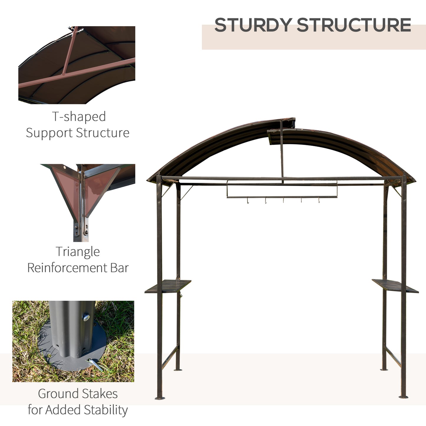 Metal Smoking Gazebo Marquee Garden Patio BBQ Tent Grill Canopy