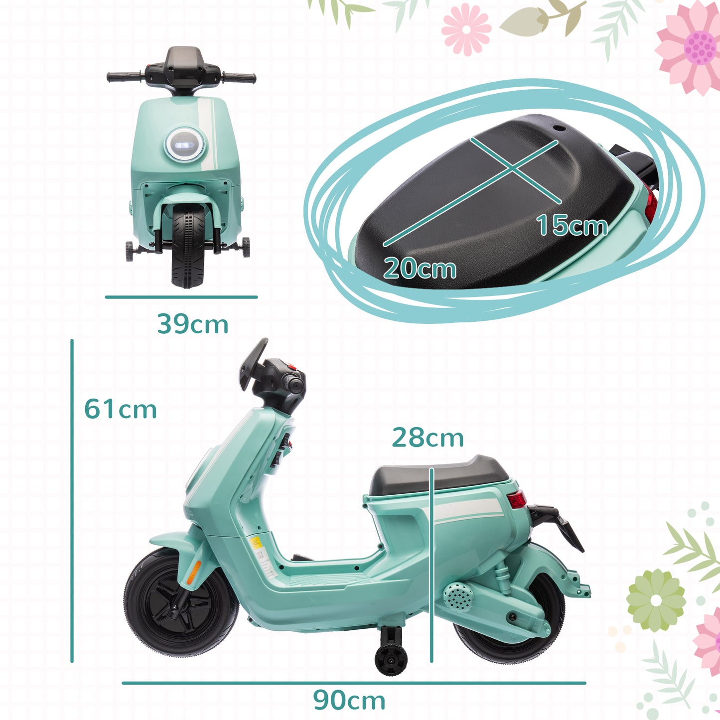 6V Ride on Motorbike, Kids Electric Motorbike w/ Headlights, Music