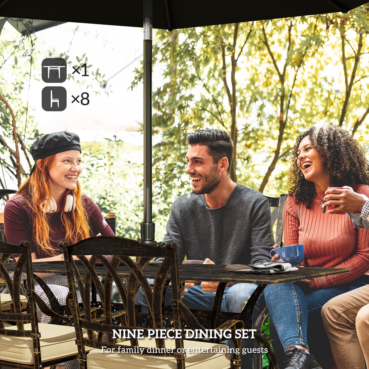Nine-Piece Cast Aluminium Garden Dining Set