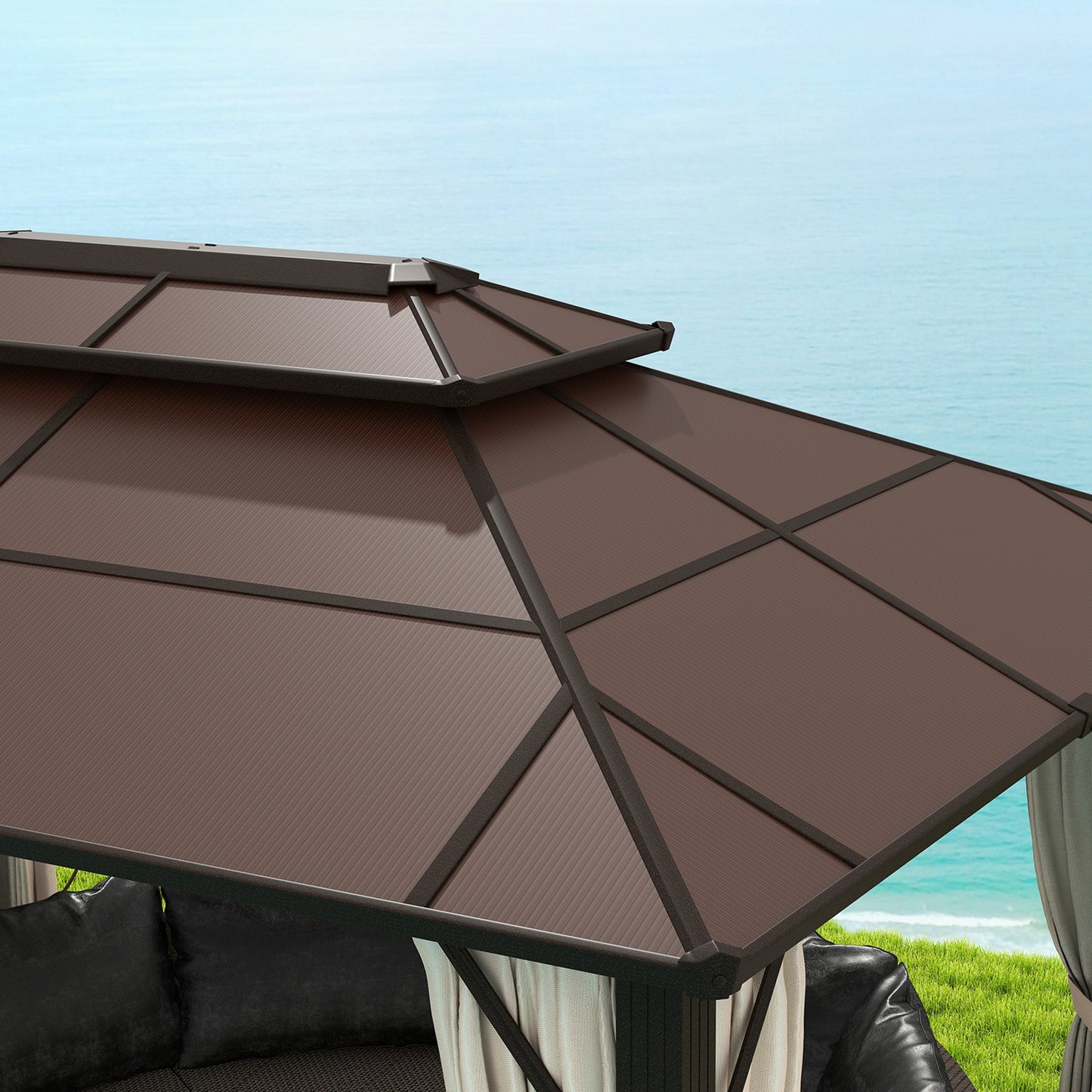 3 x 4m Hardtop Gazebo Canopy with UPF30+ Double Polycarbonate Roof