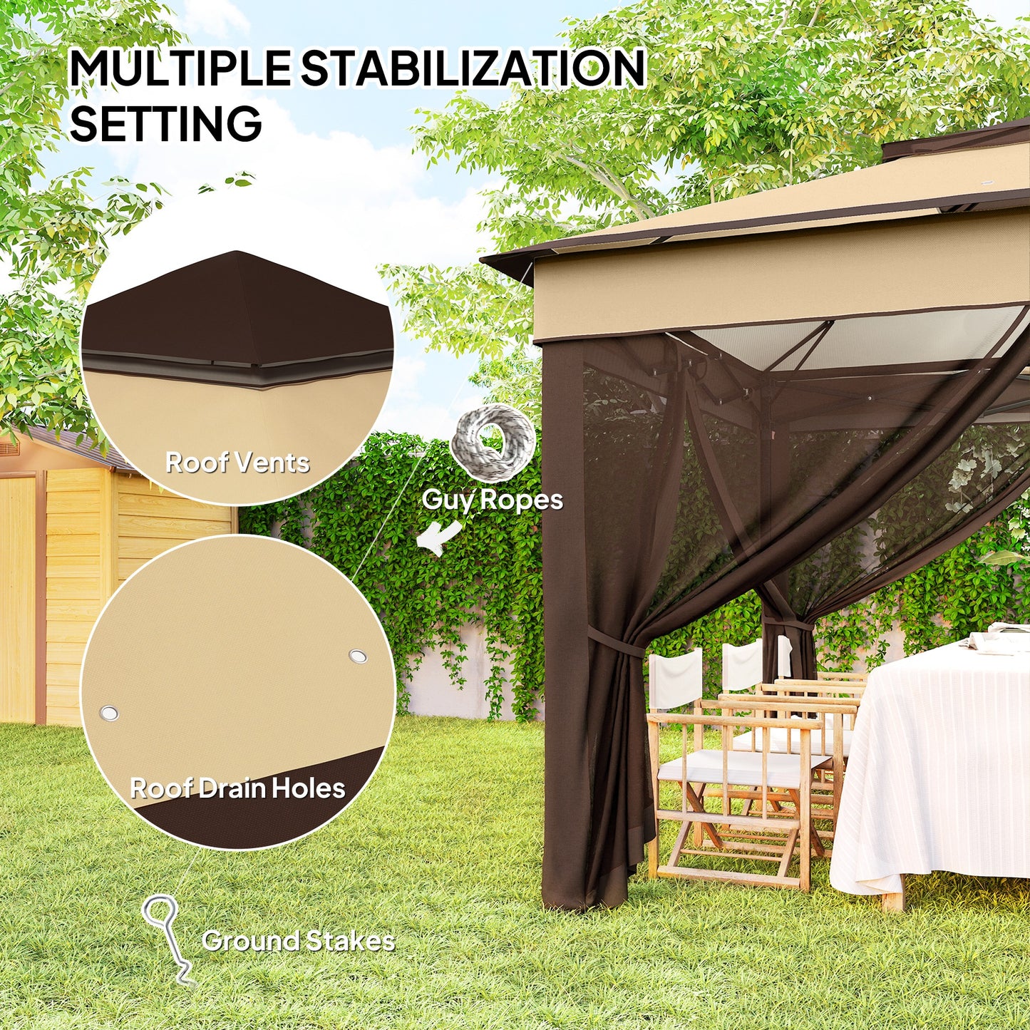 3 x 3(m) Pop Up Gazebo, Height Adjustable Instant Event Shelter