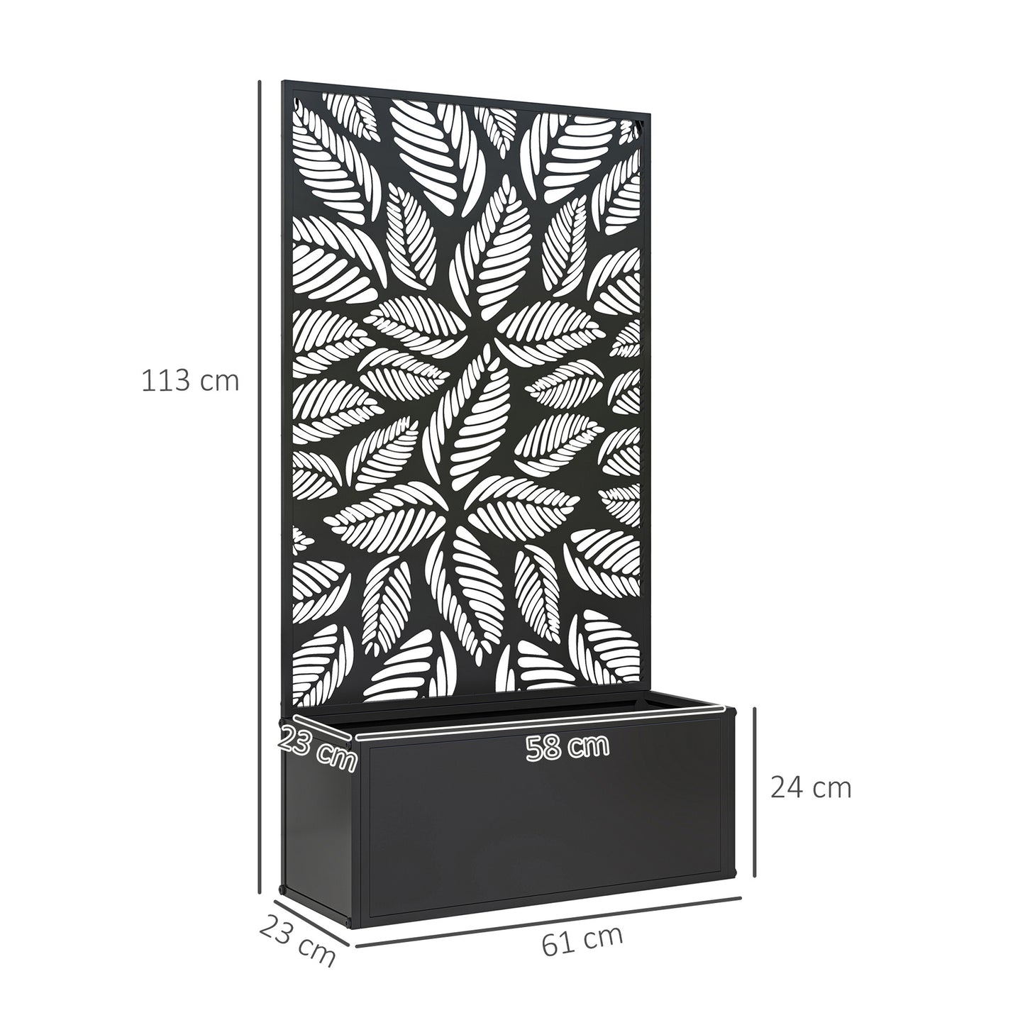 Outdoor Metal Planter, with Back Trellis (1)
