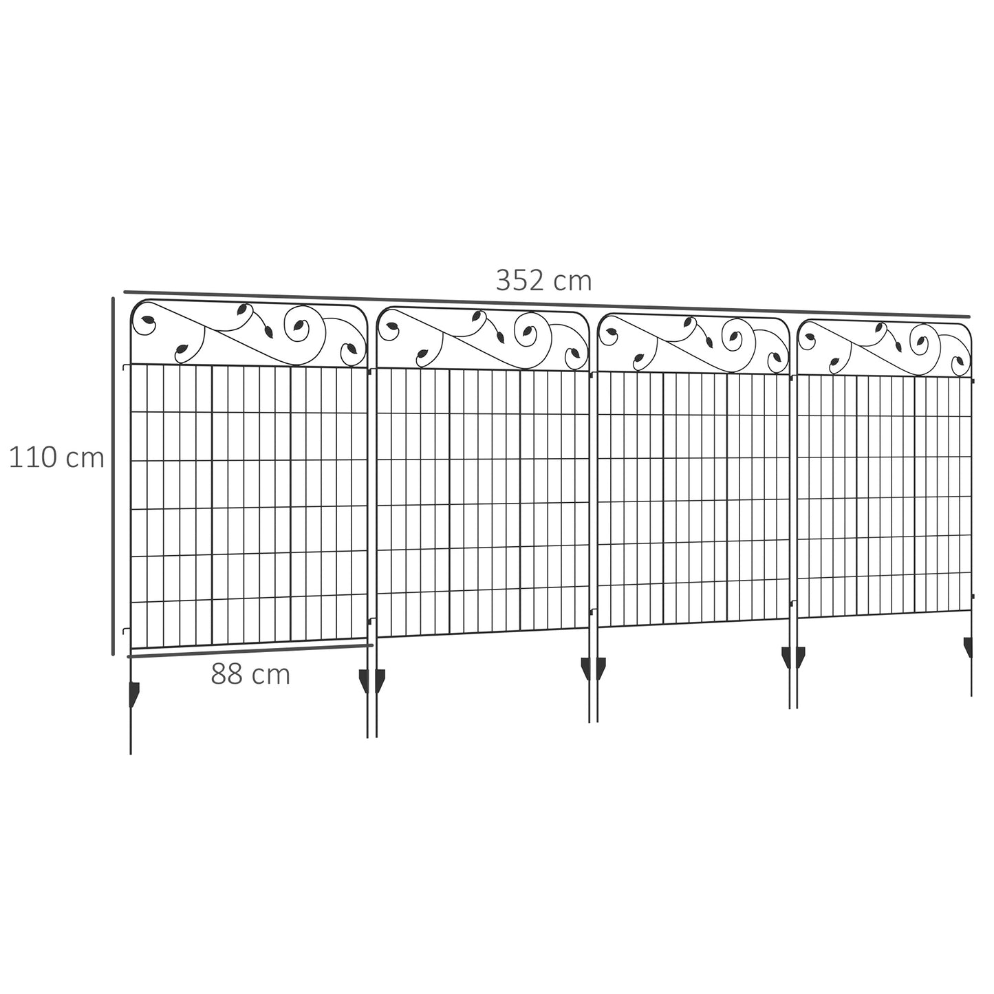 Decorative Garden Fencing, 8PCs 43in x 23ft Outdoor Picket Fence