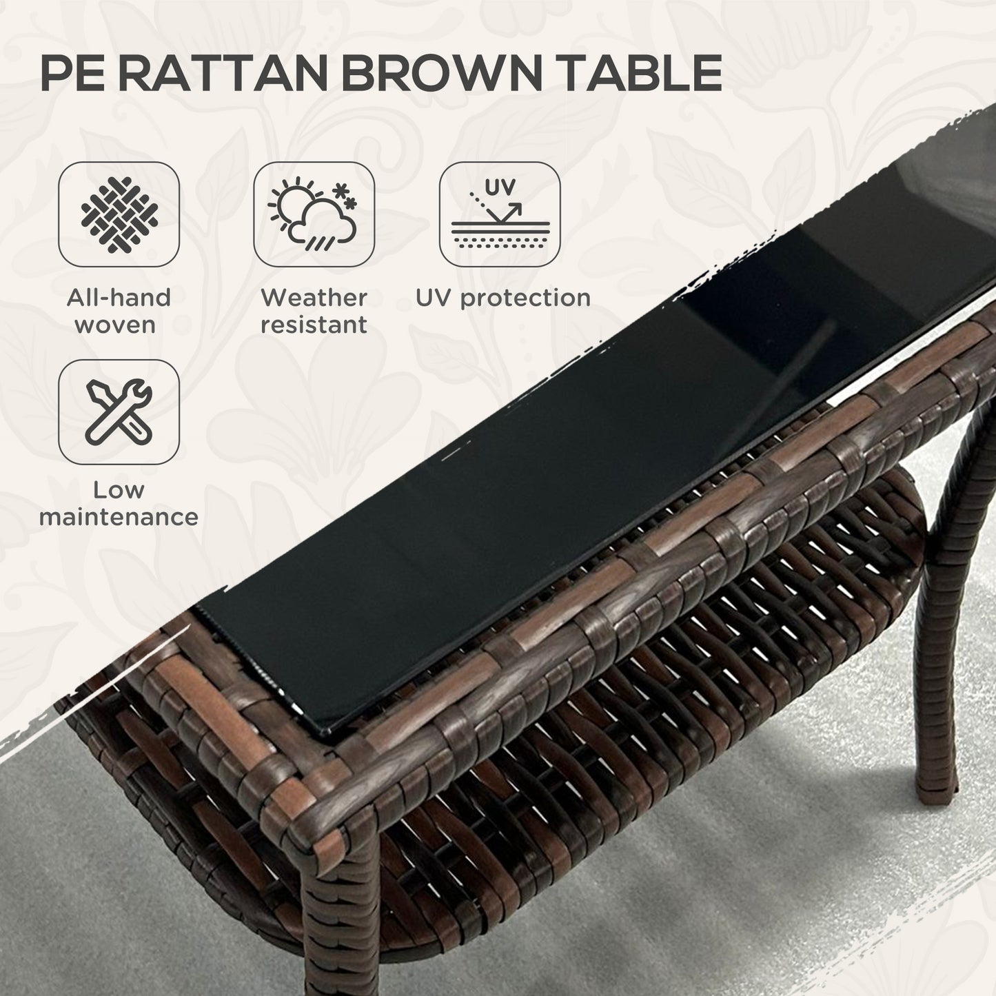 Two-tier PE Rattan Square Coffee Table