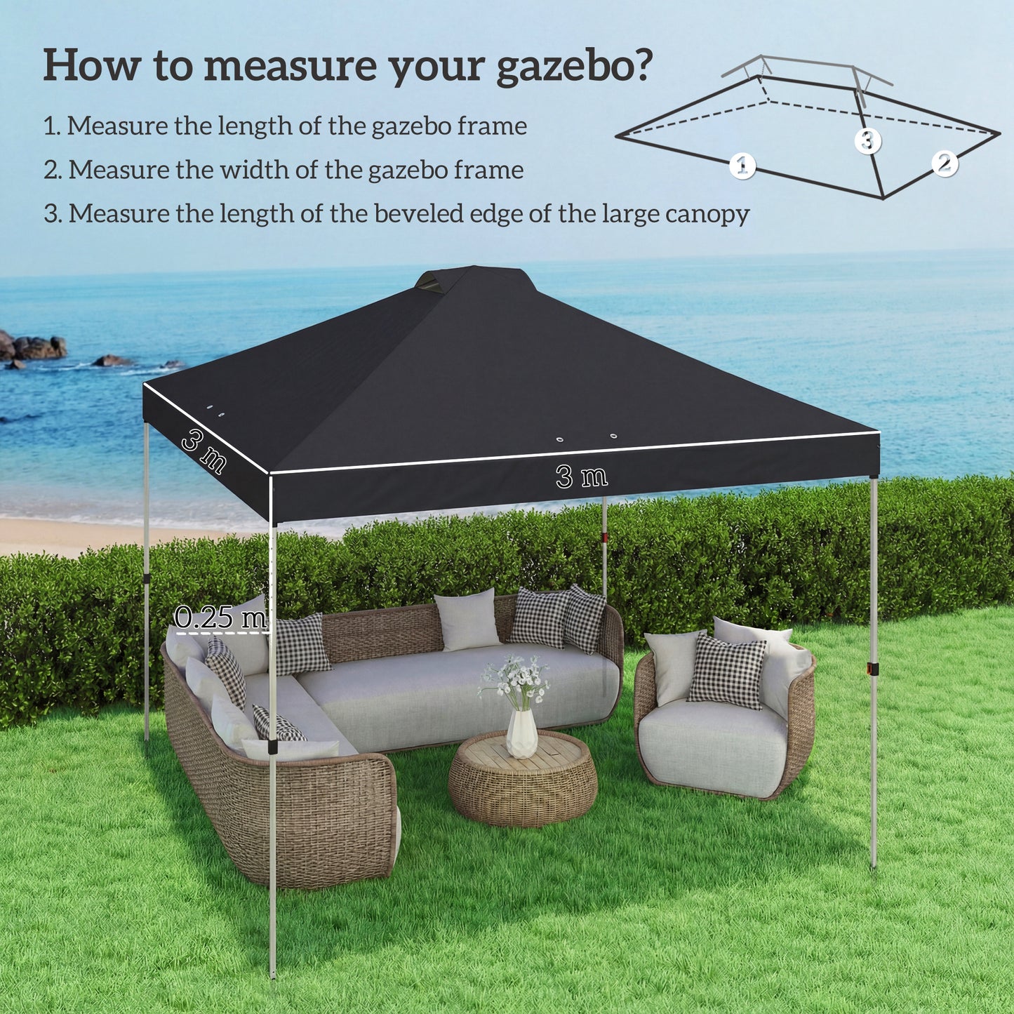 Gazebo Roof Replacement UV50+ Waterproof Pop Up Canopy Cover