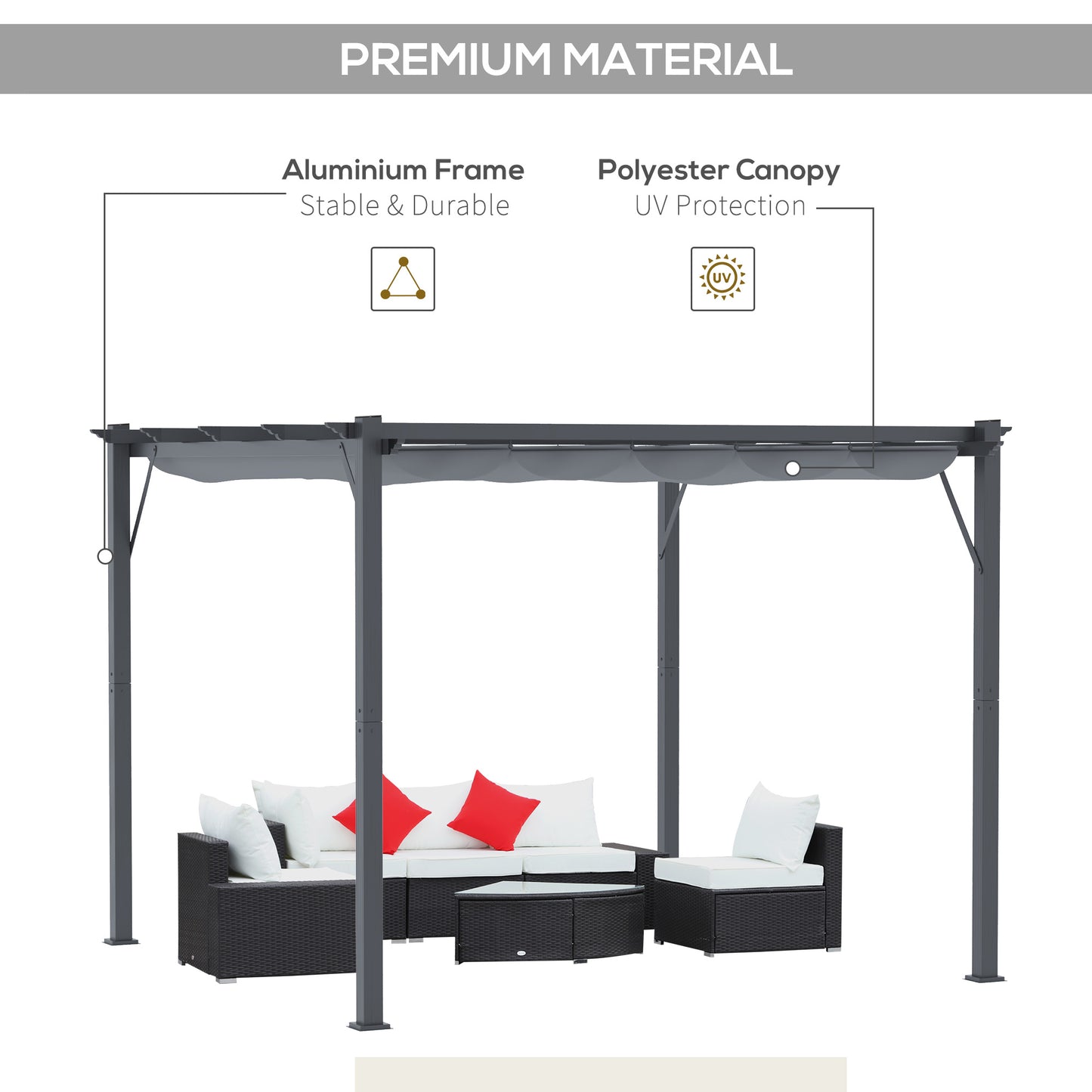 3 x 3 m Aluminum Gazebo, with Retractable Roof