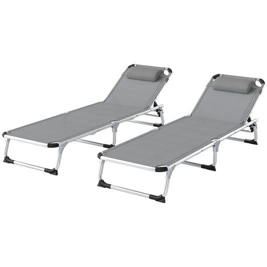 Foldable Outdoor Sun Lounger Set of 2
