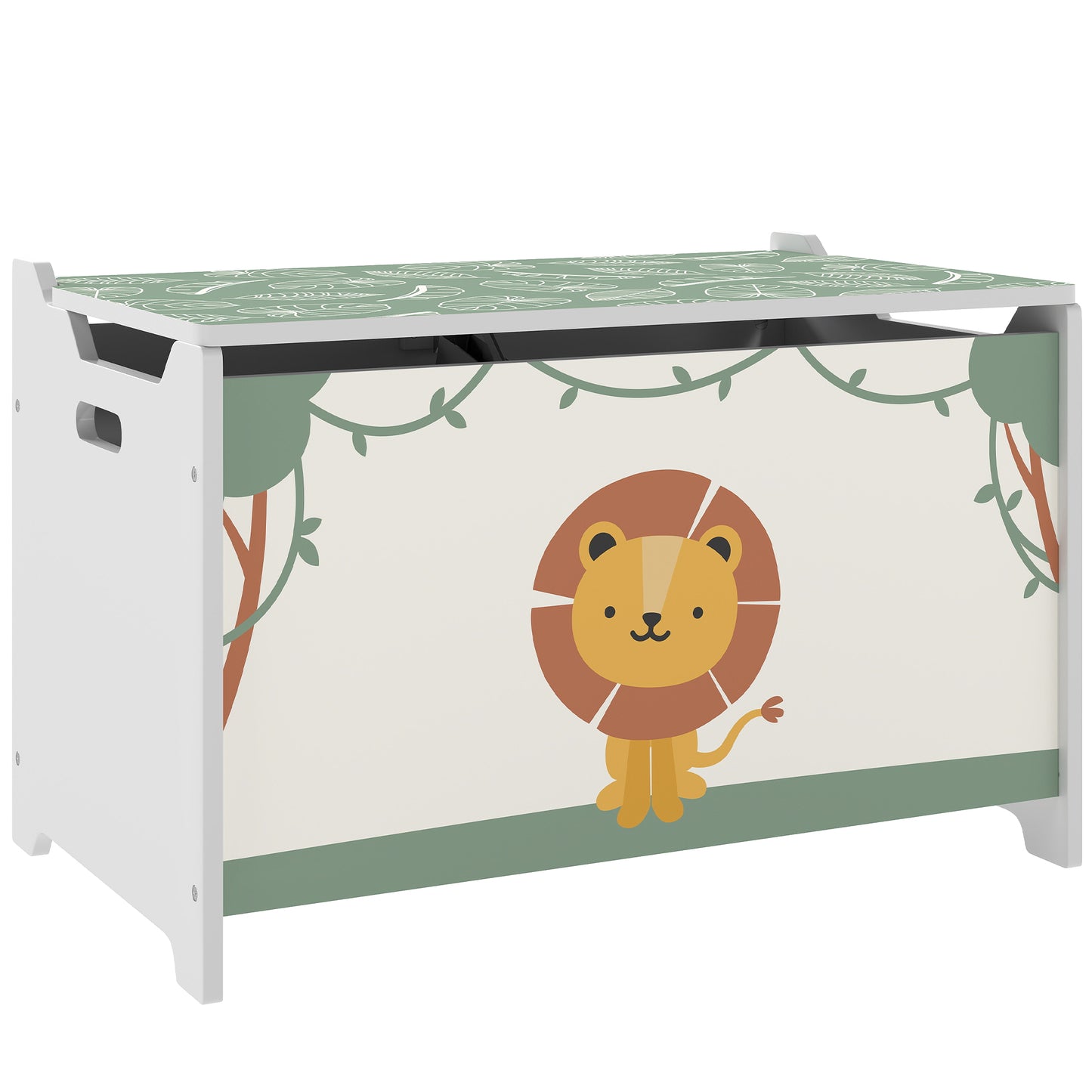 Toy Box with Lid, Safety Hinges and Groove Handles