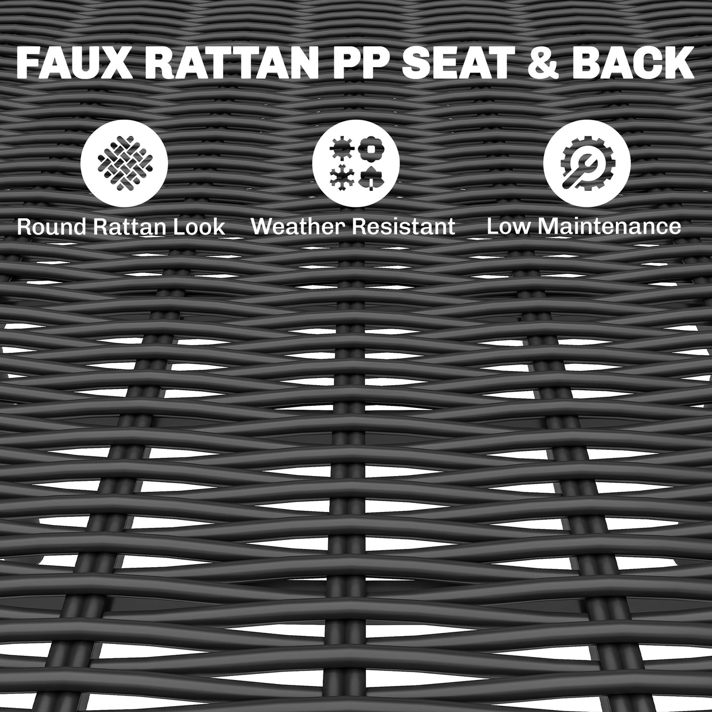 Garden Dining Set for 6, Faux Wood Metal Outdoor Table