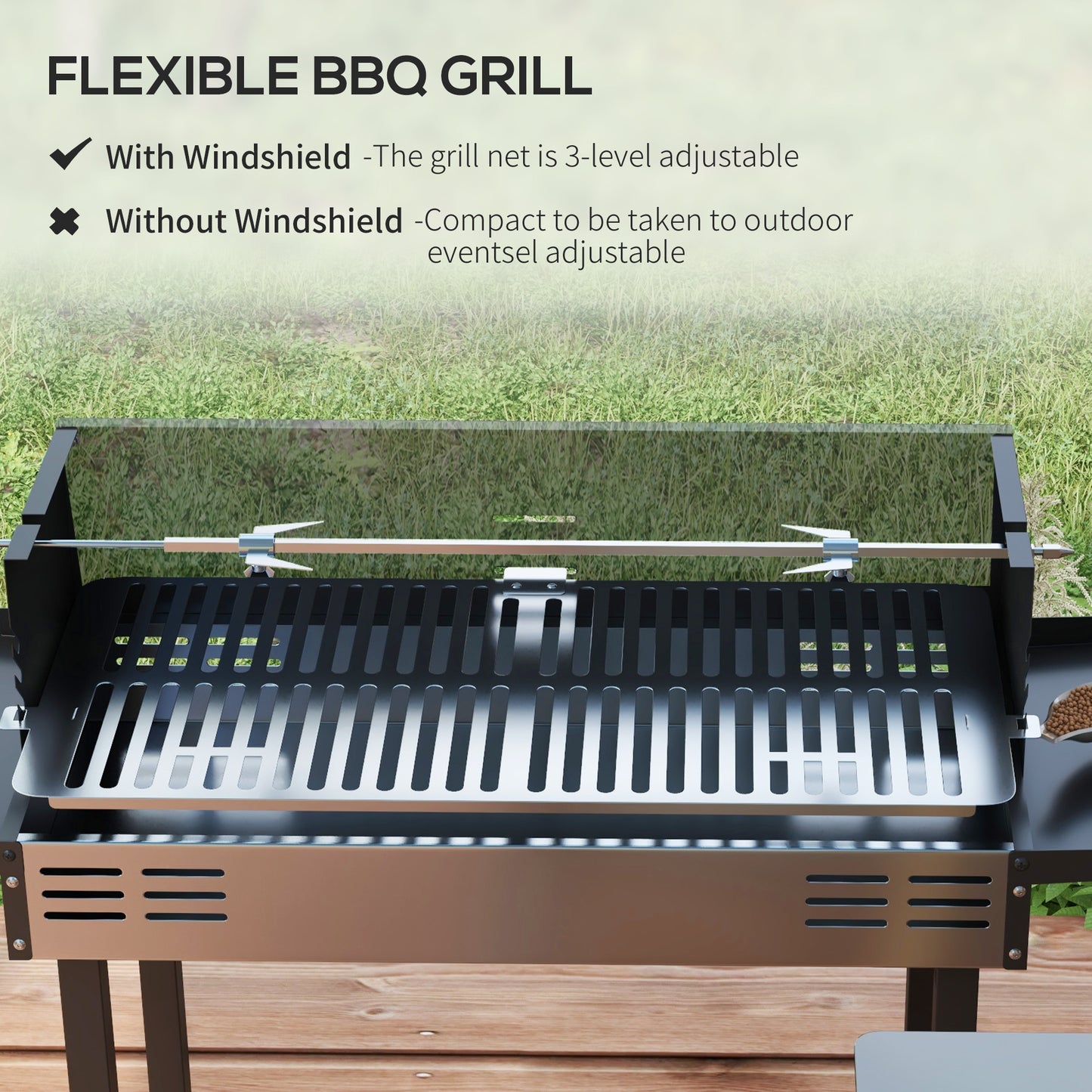BBQ Rotisserie Grill Roaster Charcoal Spit Roasting Machine