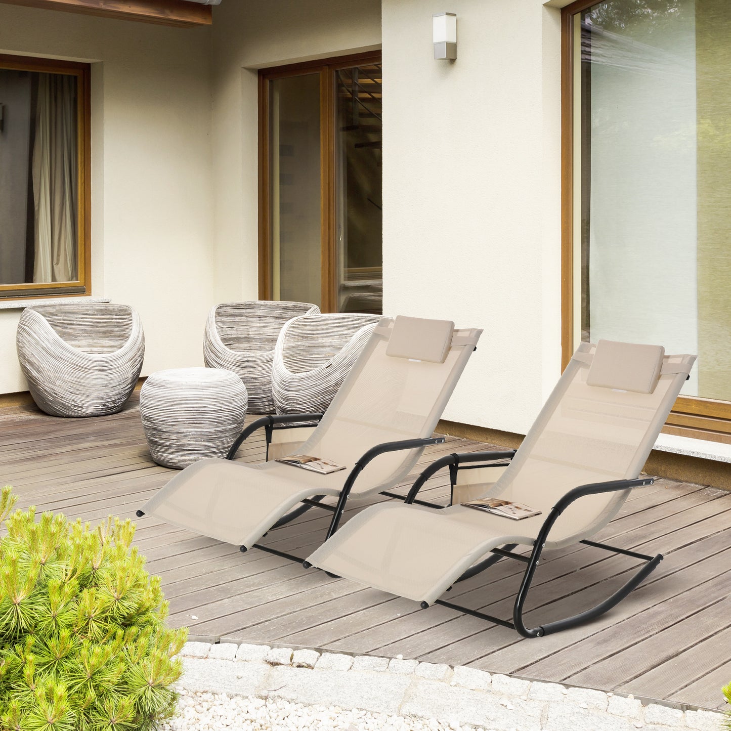 2PCs Outdoor Garden Rocking Chair