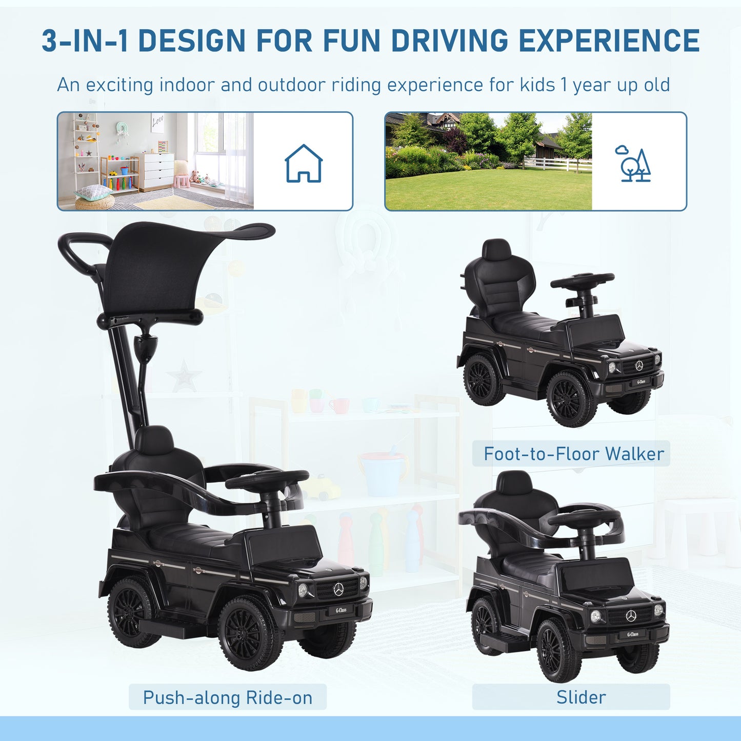 3 in 1 Kids Children Ride on Push Car Toddler Sliding Car G350