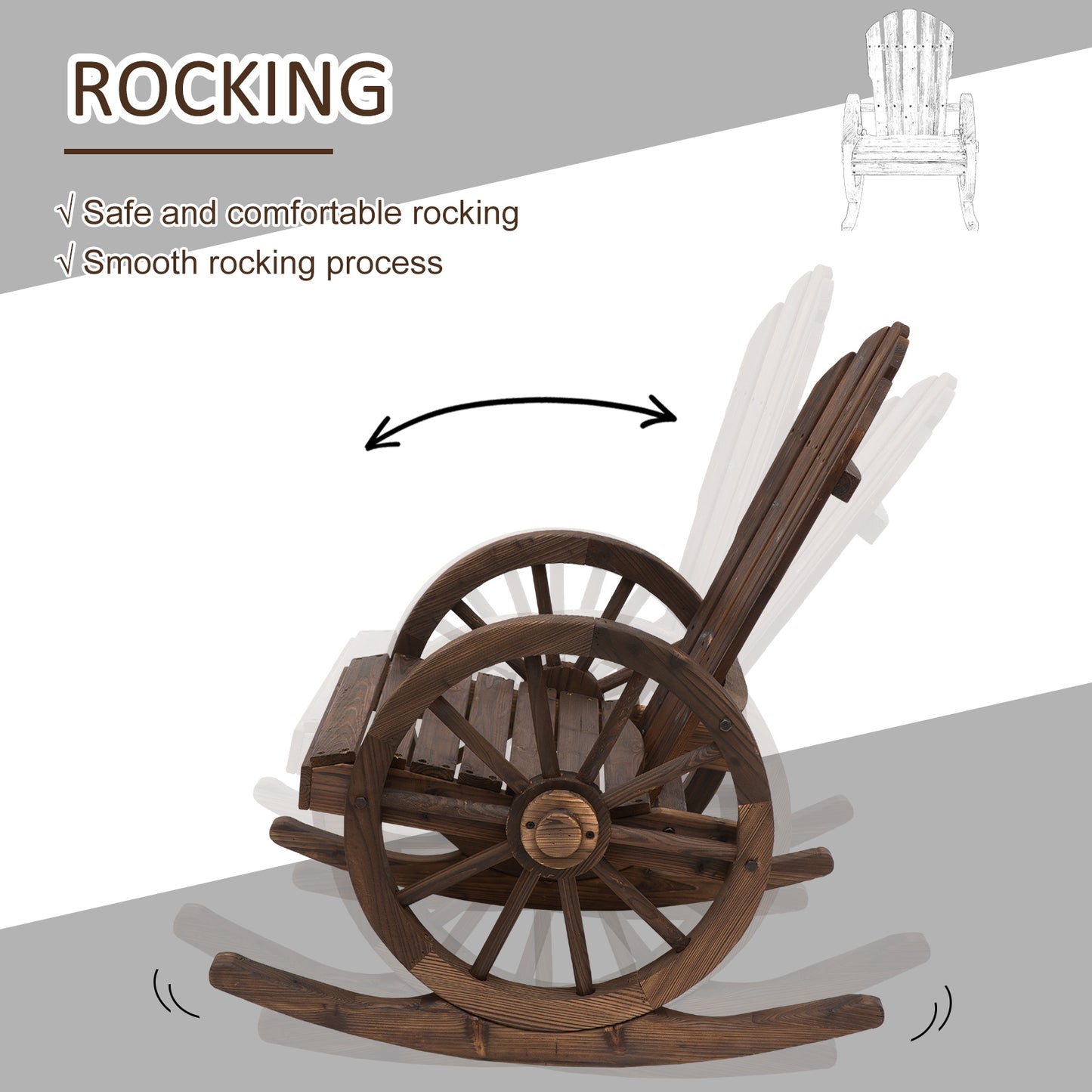 Wooden Adirondack  Rocking Chair Reclining Armchair Outdoor Garden