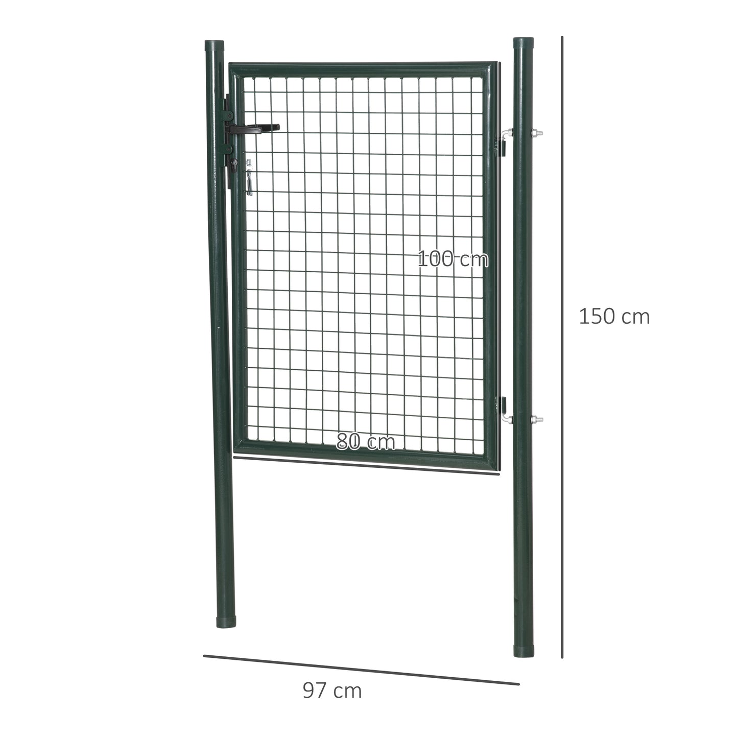 Green Steel Garden Gate with Lock and 3 Keys 97 x 150cm