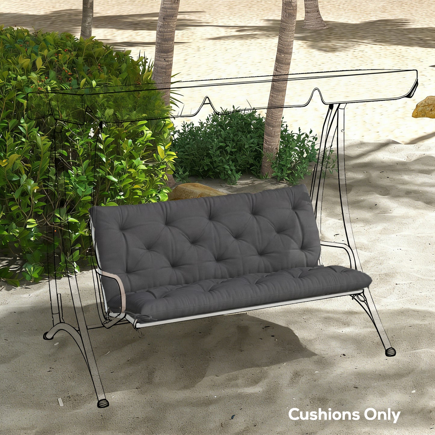 Garden Bench Cushion, 2 Seater Swing Chair Cushion