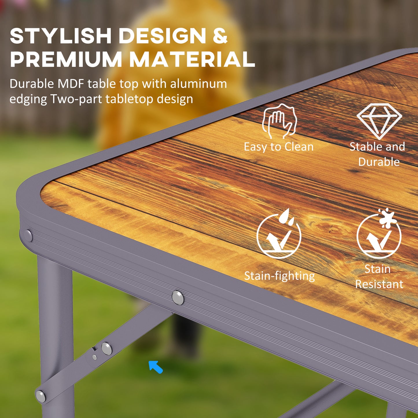 3ft Folding Camping Table Height Adjustable Aluminium Outdoor
