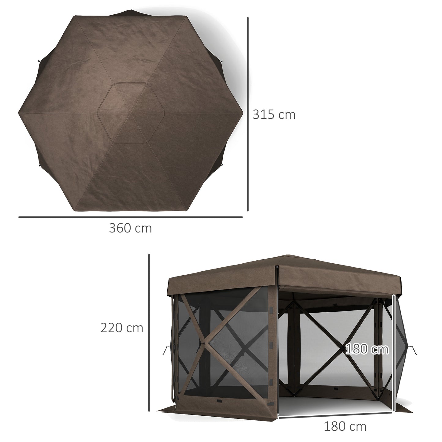 3 x 3(m) Hexagon Pop Up Gazebo with 5 Sides and Carry Bag