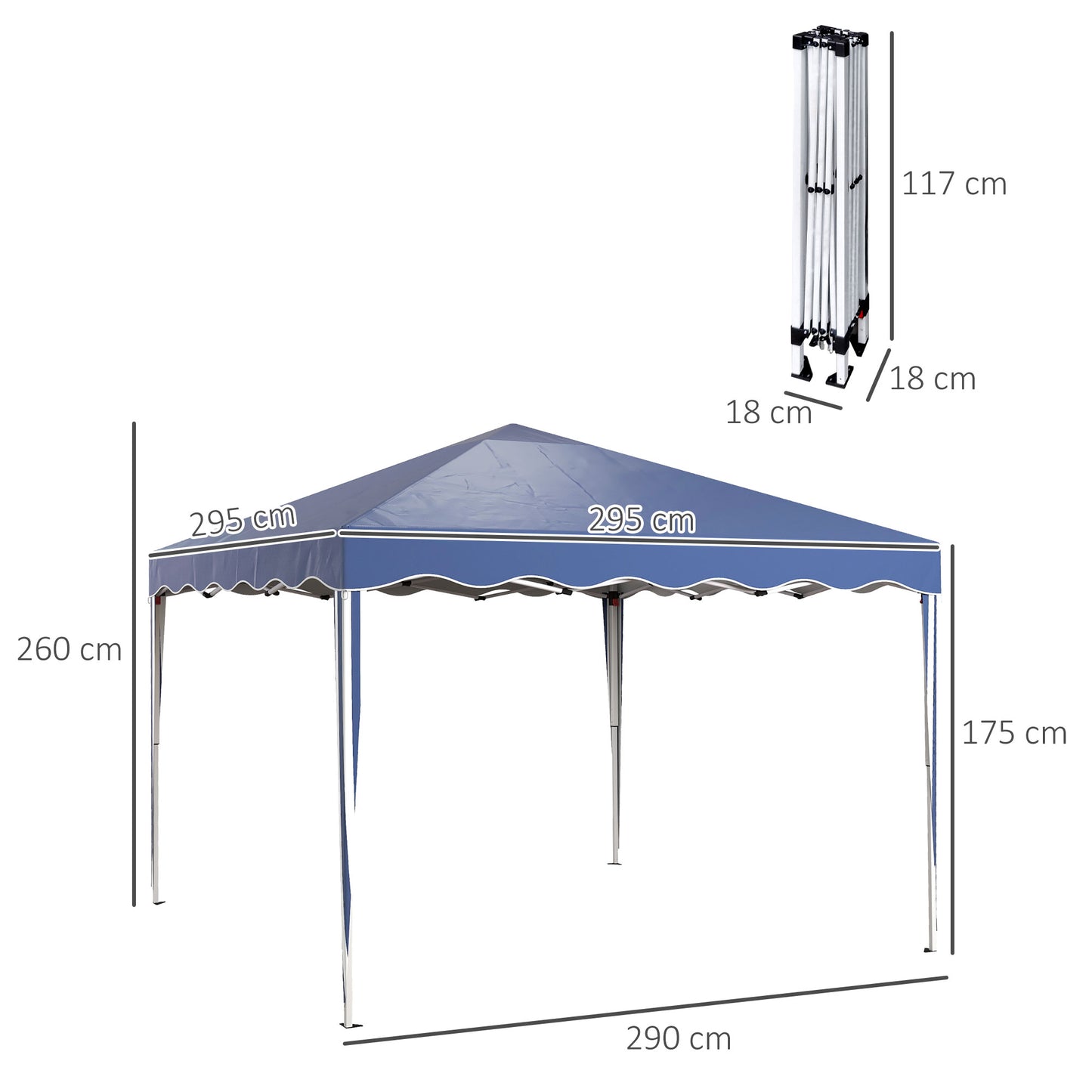 3 x 3cm Adjustable Height Pop-Up Gazebo, with Bag