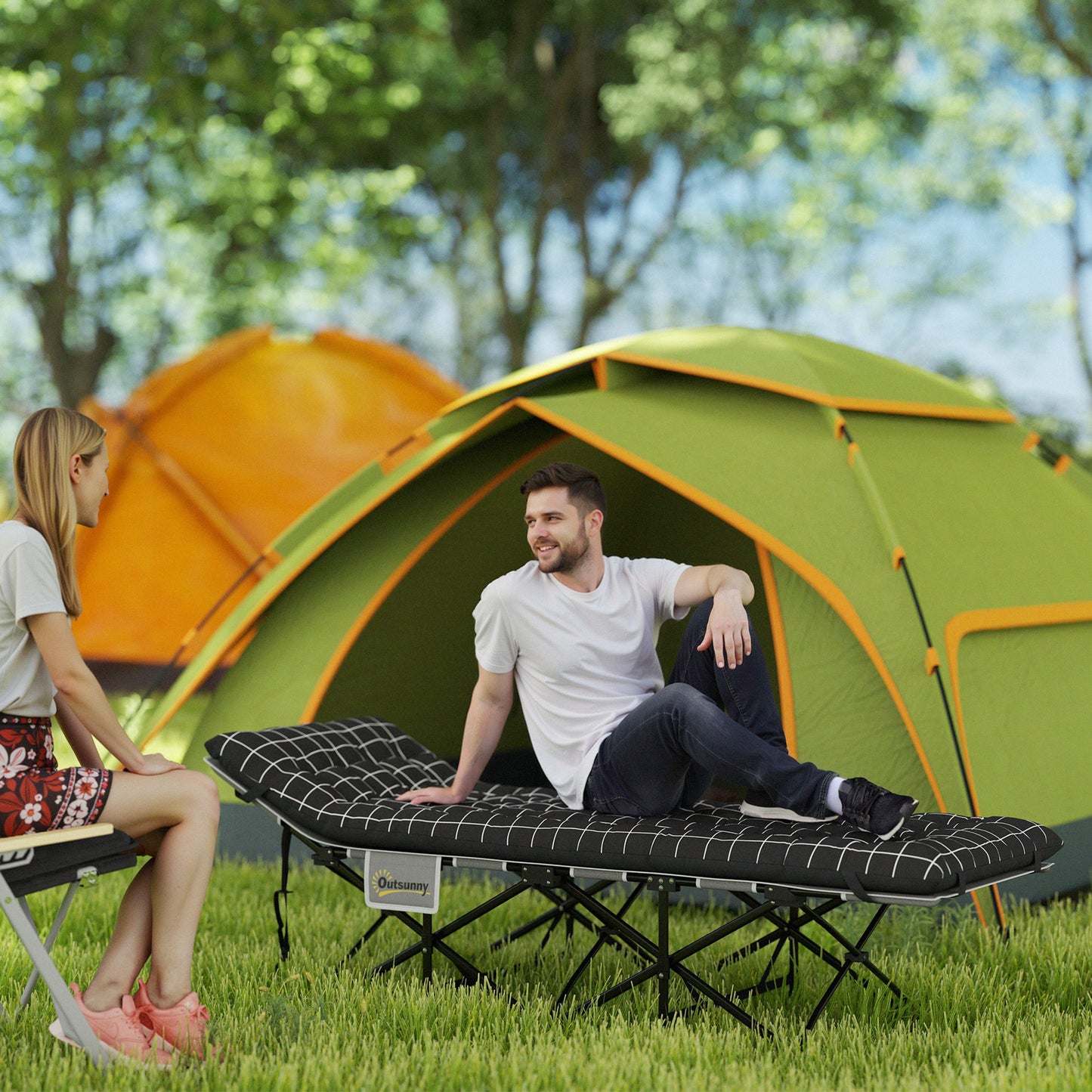 67cm Wide Folding Bed, Camping Cot for Adults with Mattress