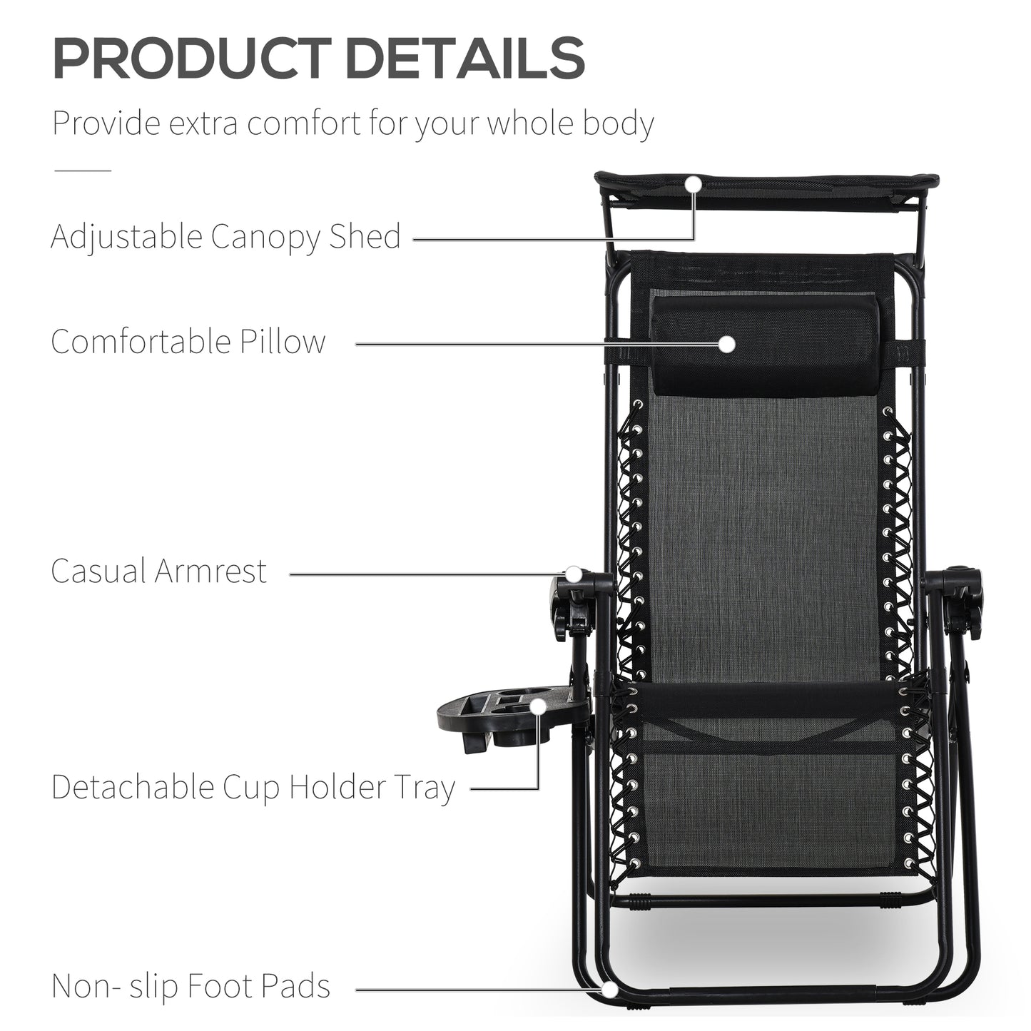 Folding Zero Gravity Sun Lounger, with Sun Canopy