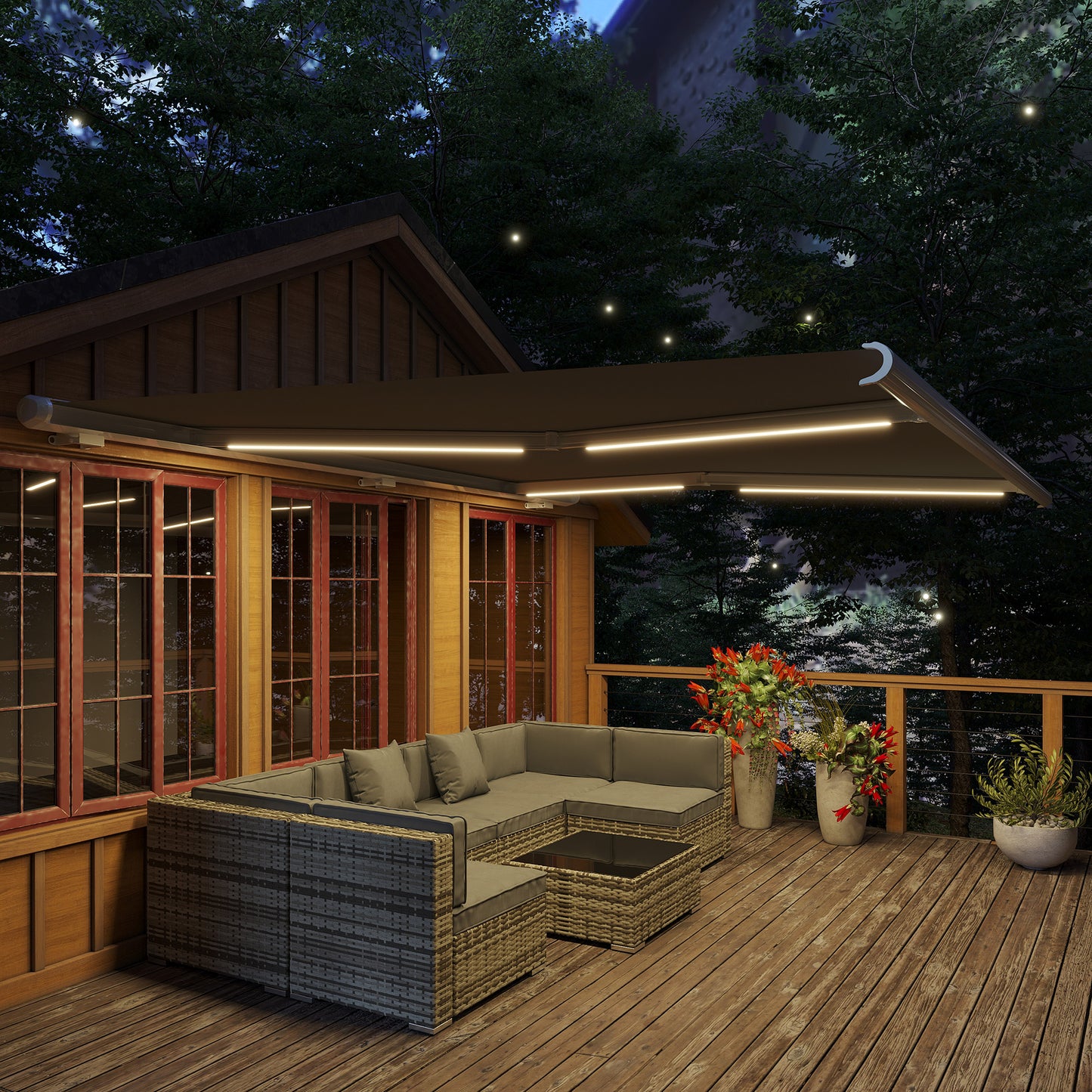 4x3m Full Cassette Electric/Manual Retractable Awning with LED Light