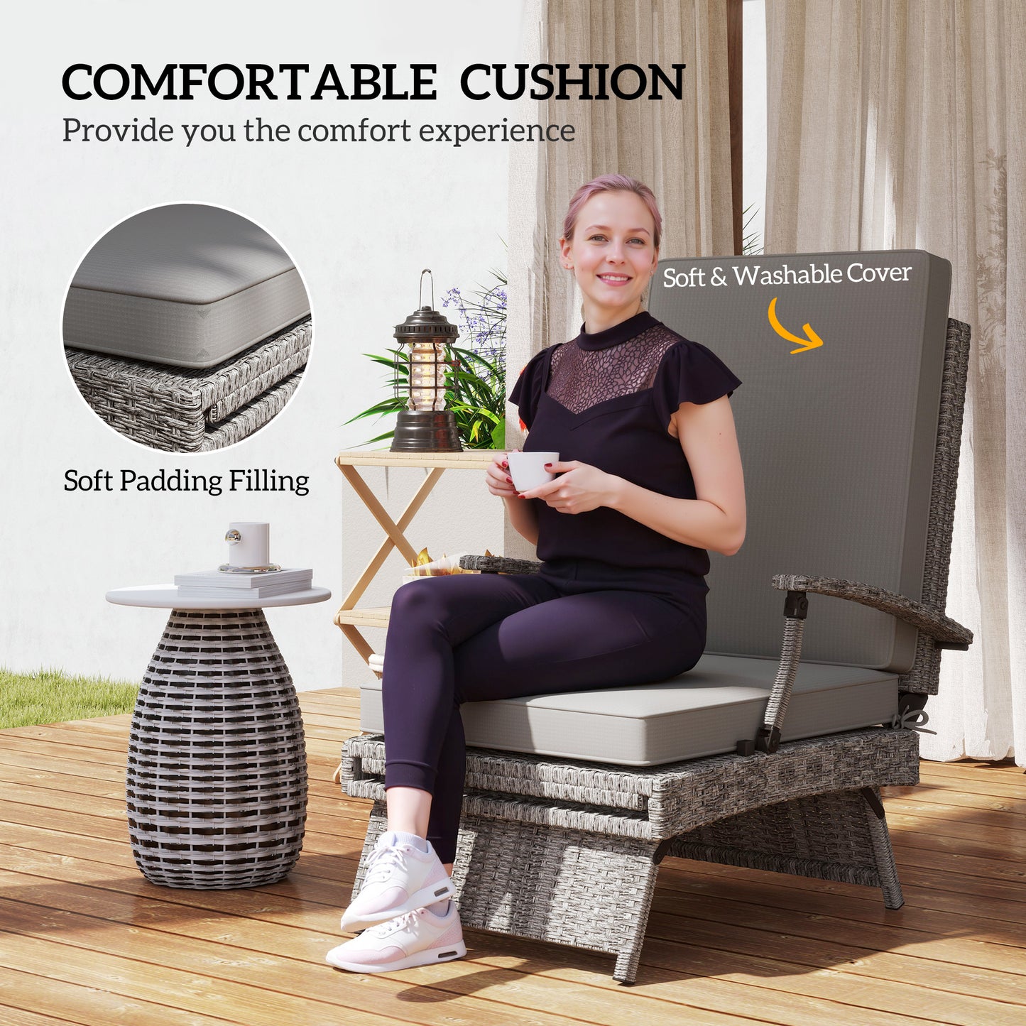 80° Reclining Rattan Lounger