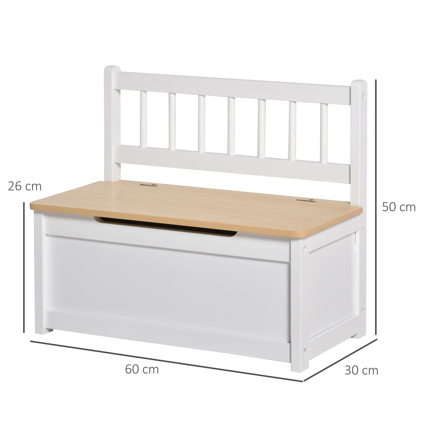 2 In 1 Wooden Toy Box, Seat Storage Bench (1)