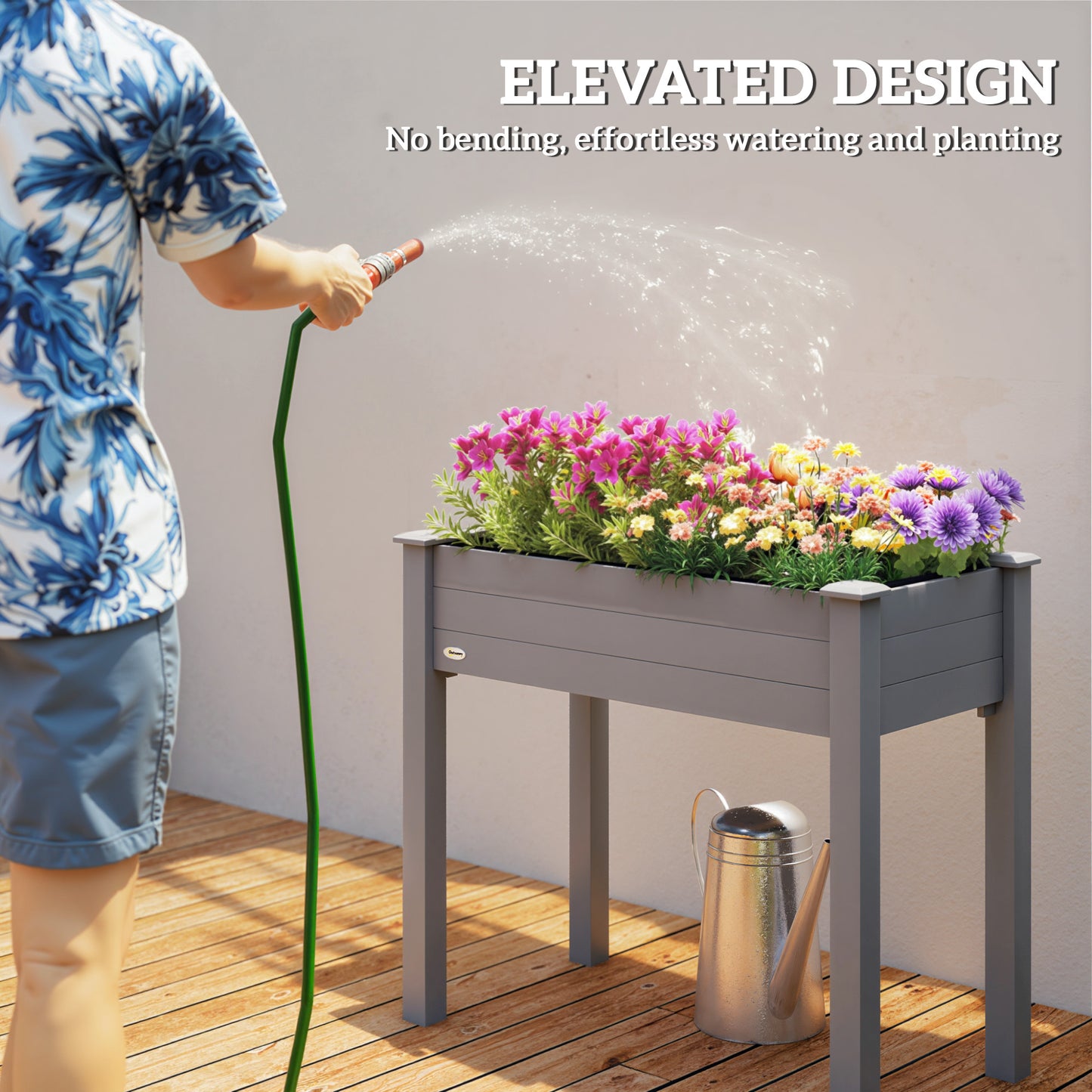 Raised Bed for Garden, Wooden Elevated Planter Box with Bed Liner