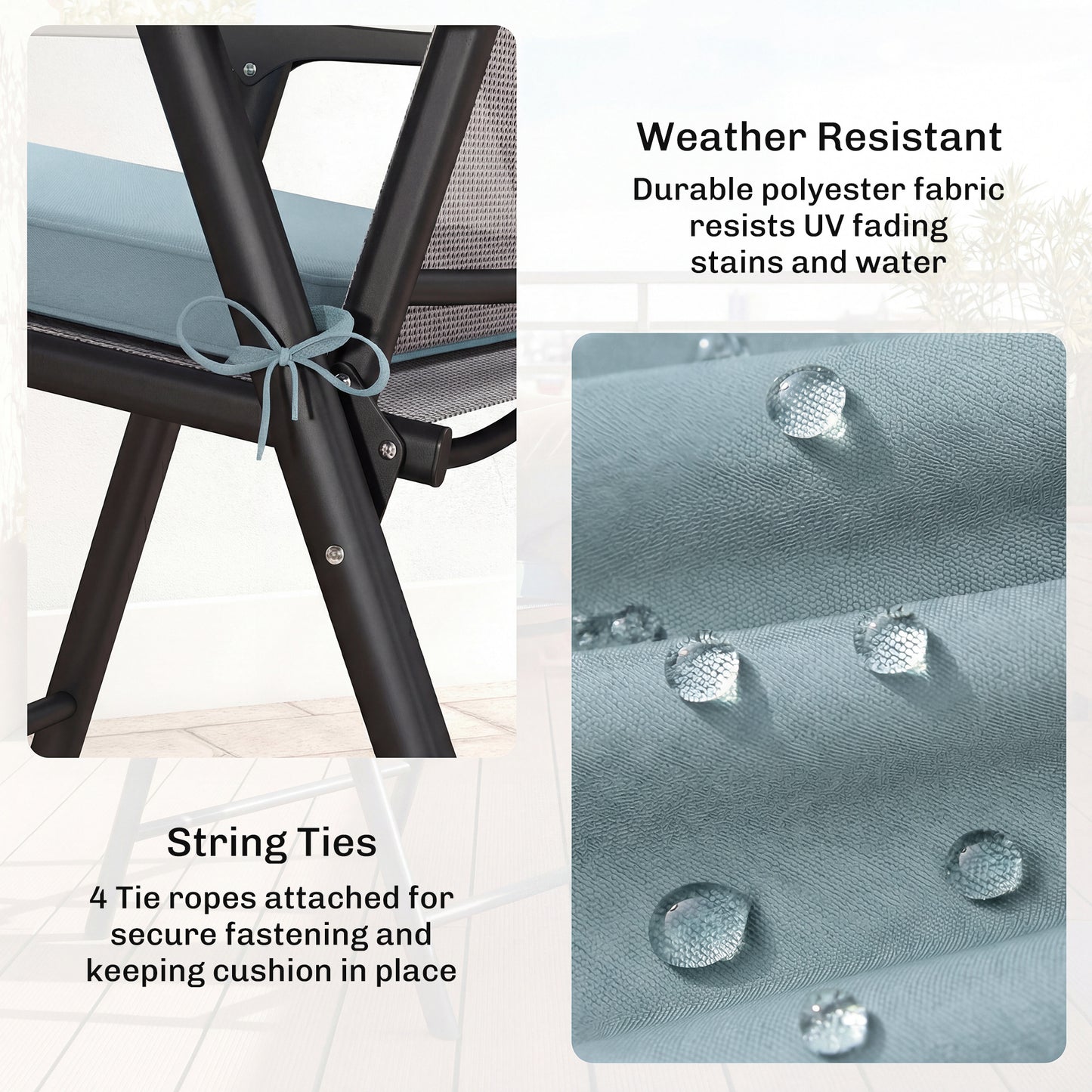 Set of 6 Chair Cushion Seat Pads Dining Chair w/ Straps