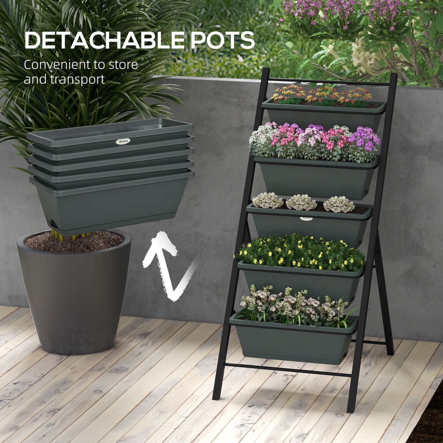 5-Tier Vertical Raised Garden Planter with 5 Container Boxes