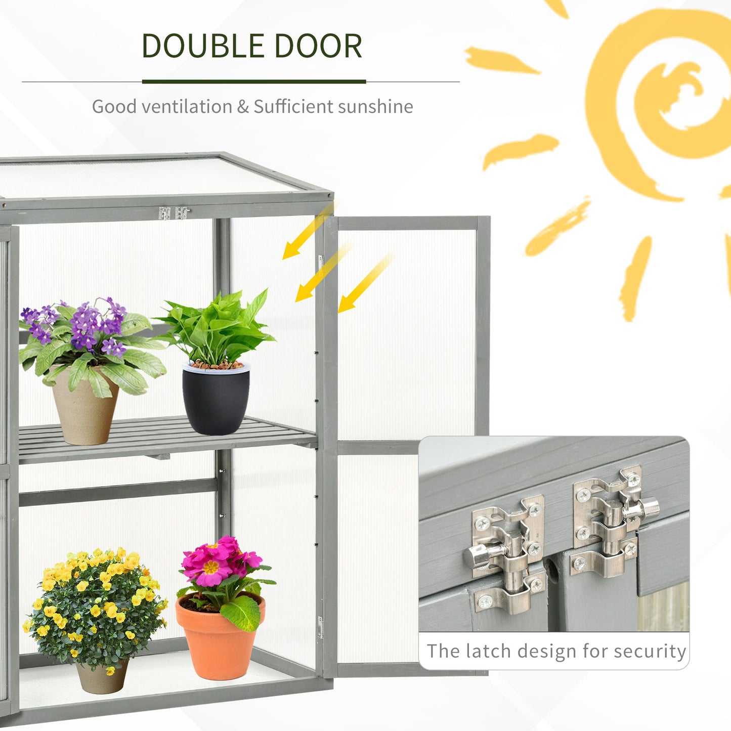 Wooden Cold Frame Greenhouse Polycarbonate Garden Grow House